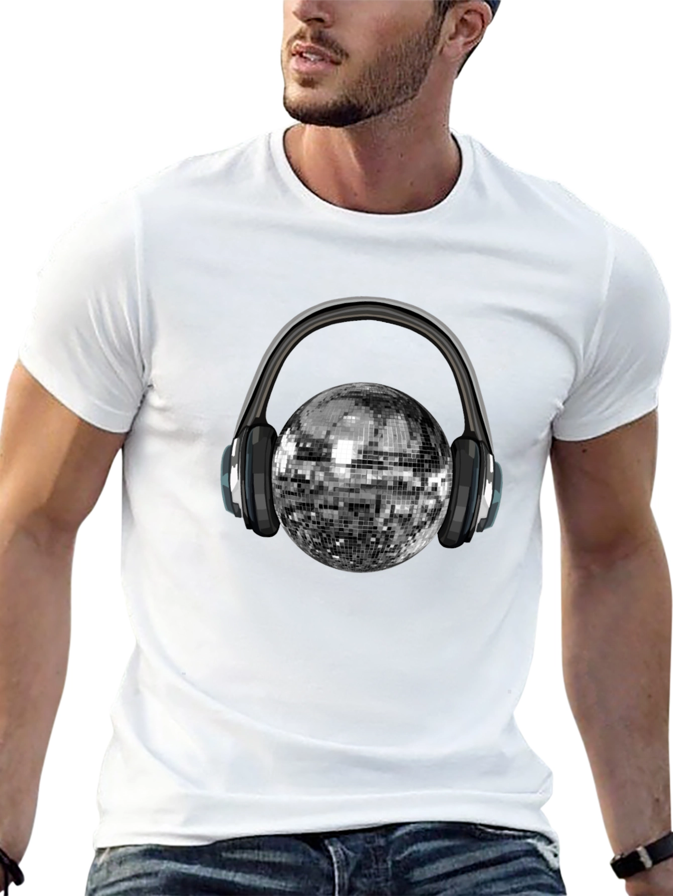 Disco Ball Headphones Graphic Tee - Party Ready!