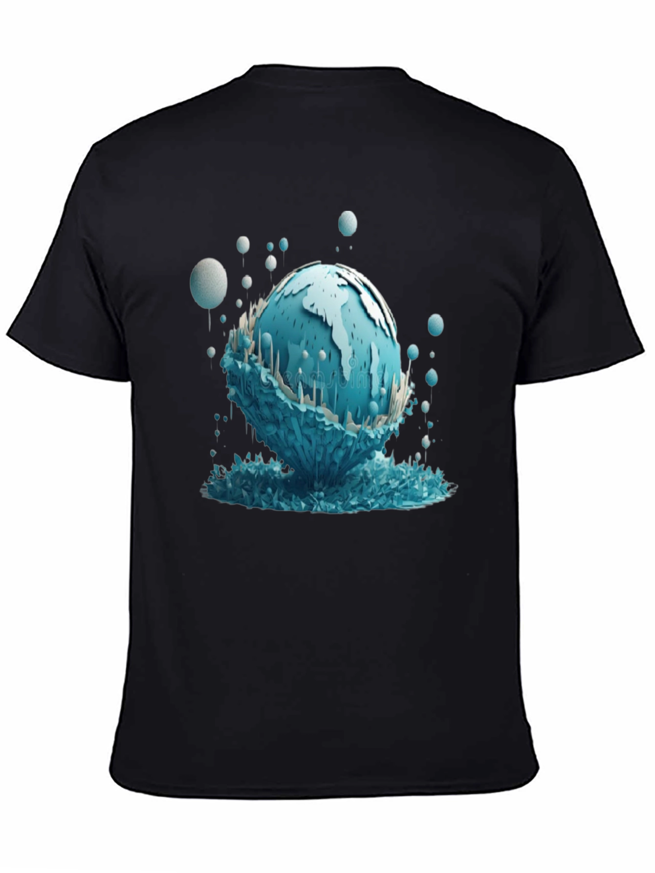 Globe Graphic Tee - Unique Water Design Black T-Shirt