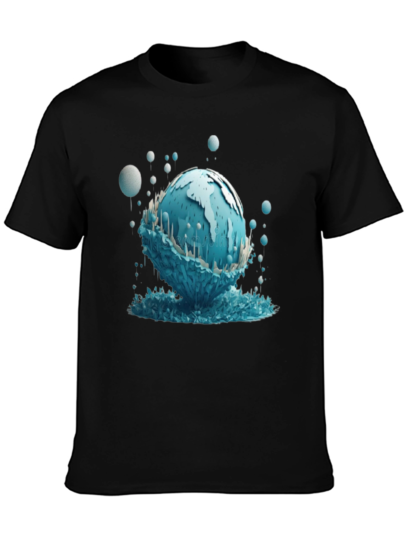 Globe Graphic Tee - Unique Water Design Black T-Shirt