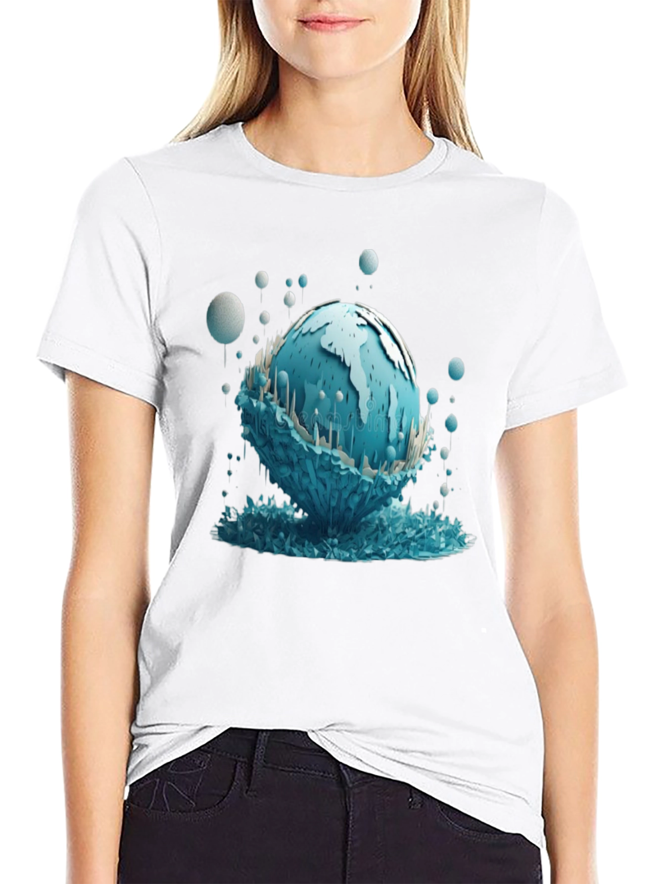 Globe Graphic Tee - Unique Water Design Black T-Shirt