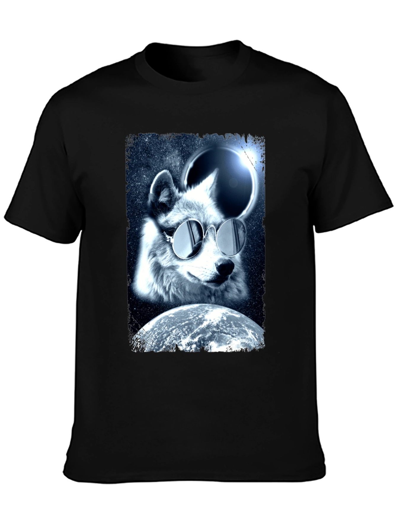 Cool Wolf in Space T-Shirt - Unique Graphic Tee