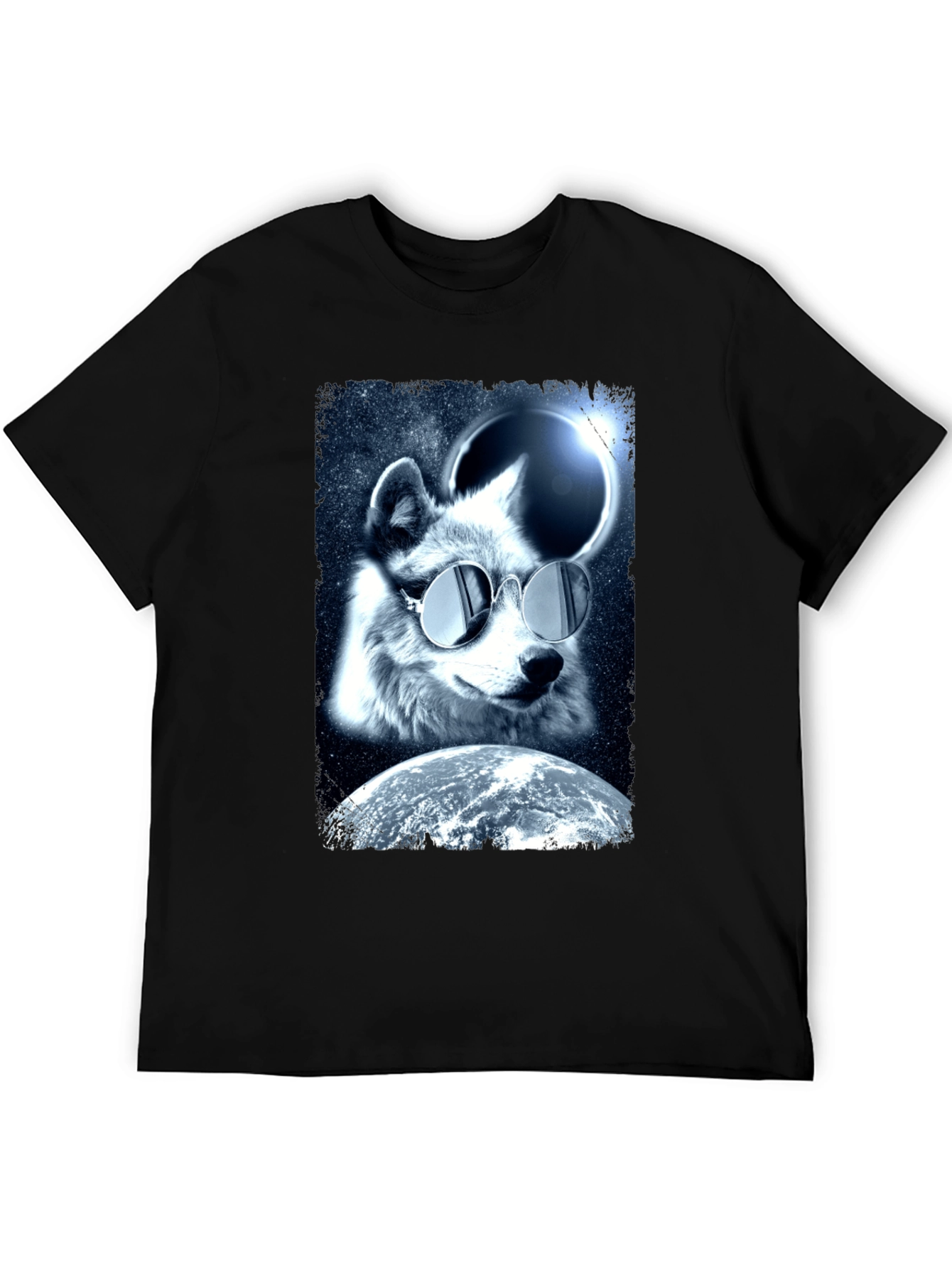 Cool Wolf in Space T-Shirt - Unique Graphic Tee