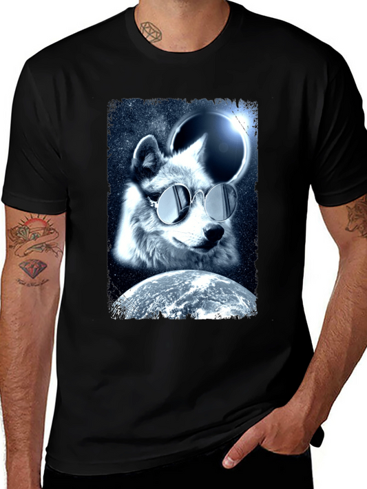 Cool Wolf in Space T-Shirt - Unique Graphic Tee