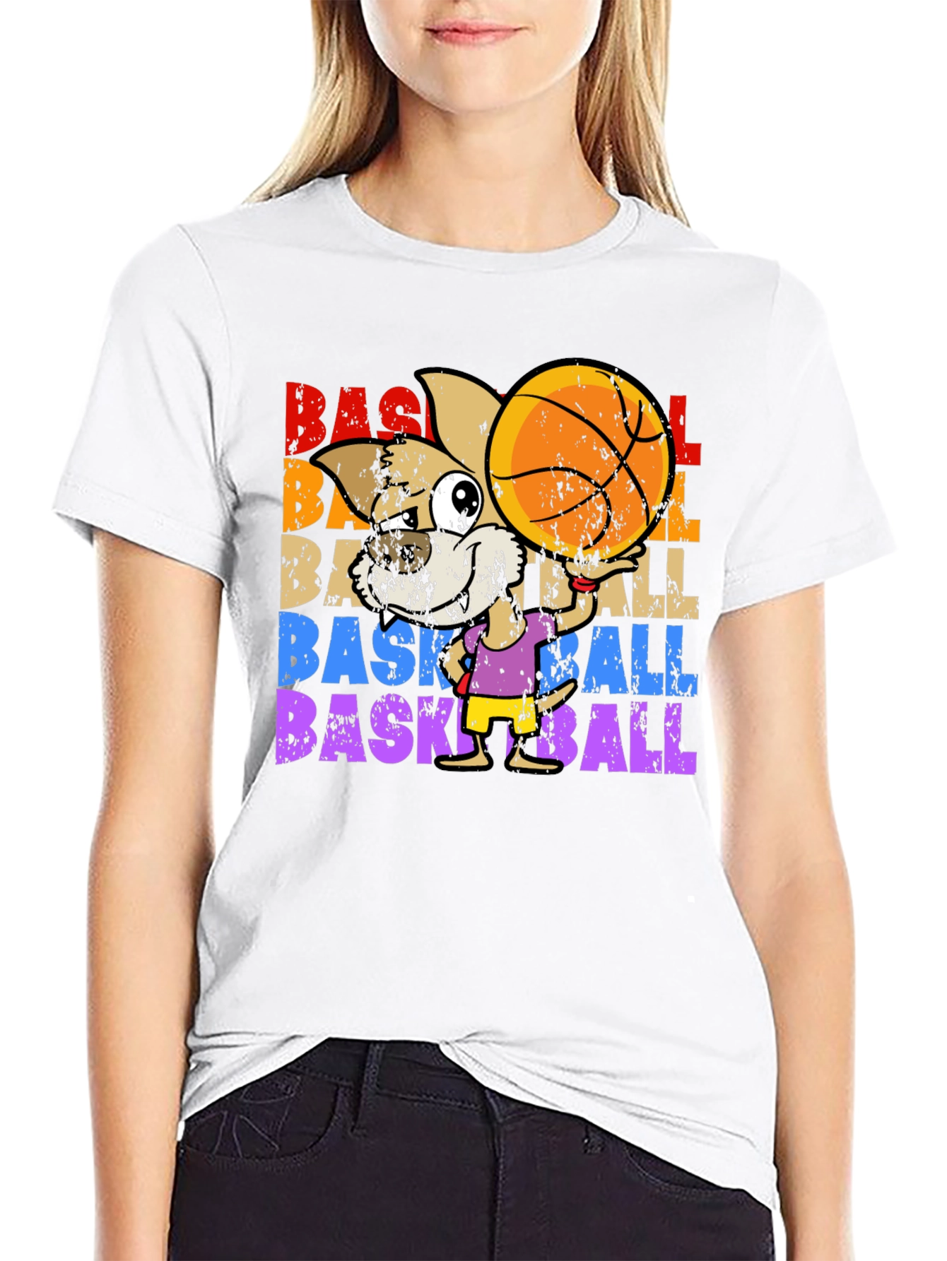 Basketball Dog Graphic T-Shirt