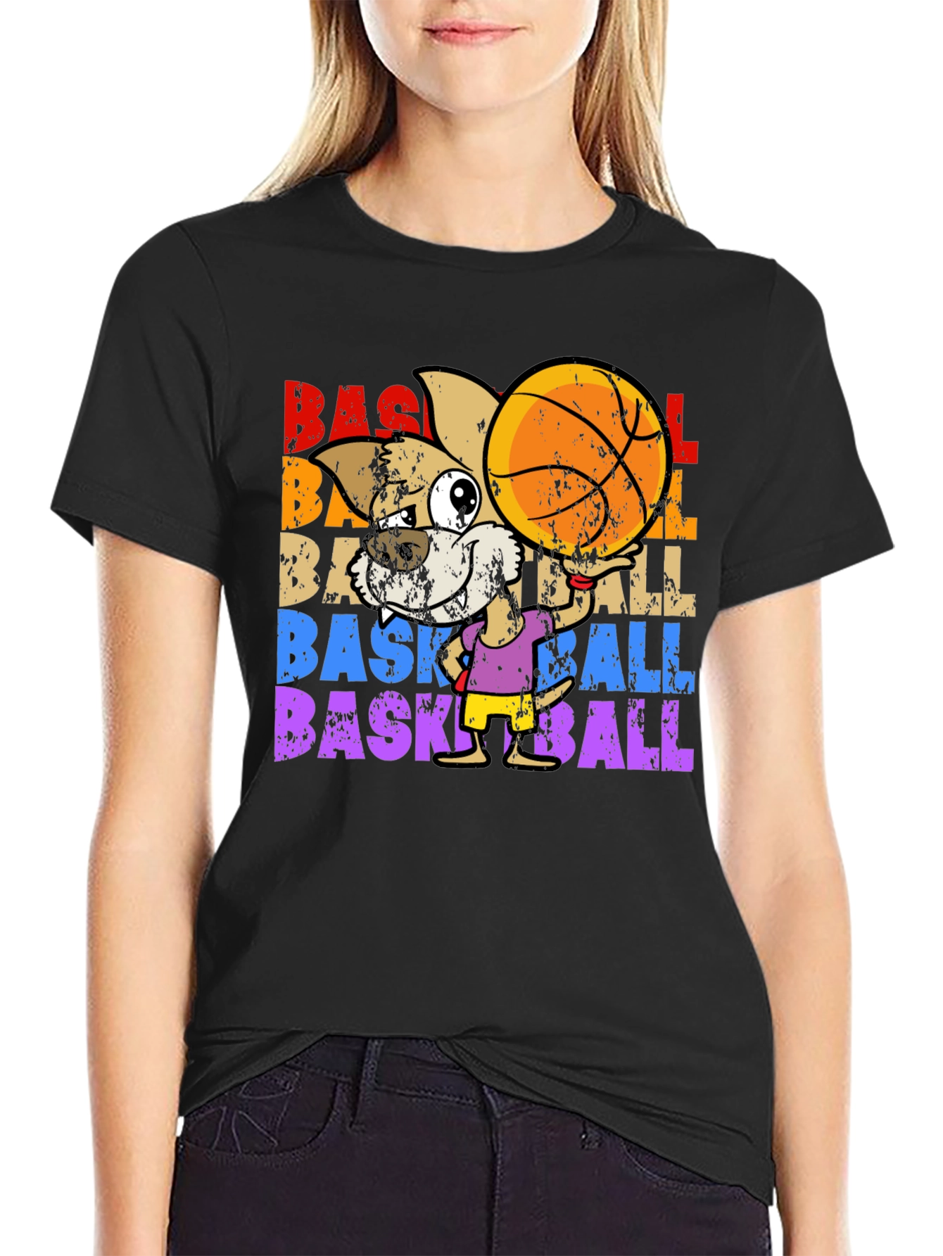 Basketball Dog Graphic T-Shirt