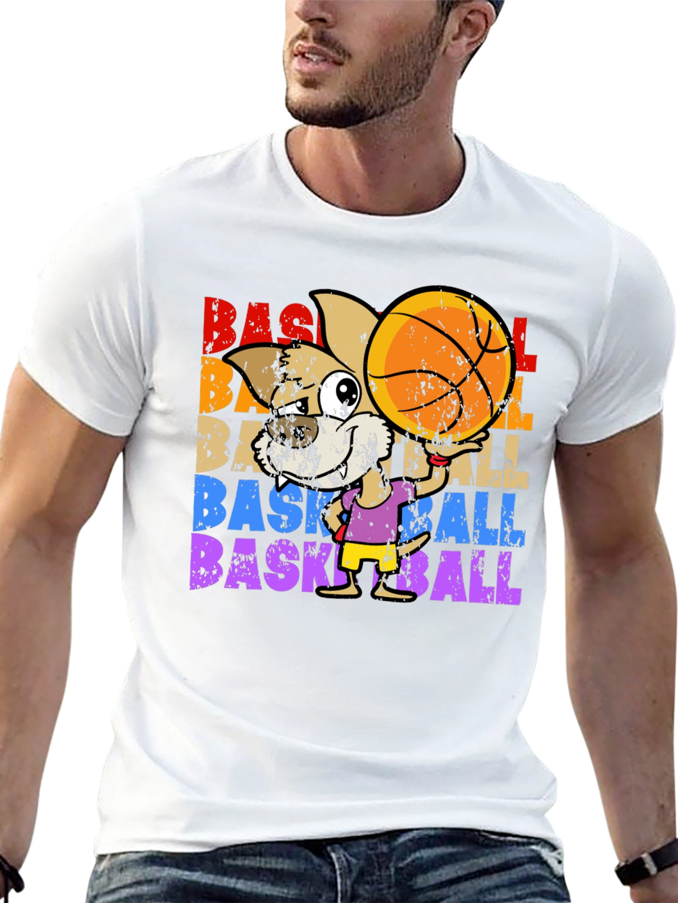 Basketball Dog Graphic T-Shirt