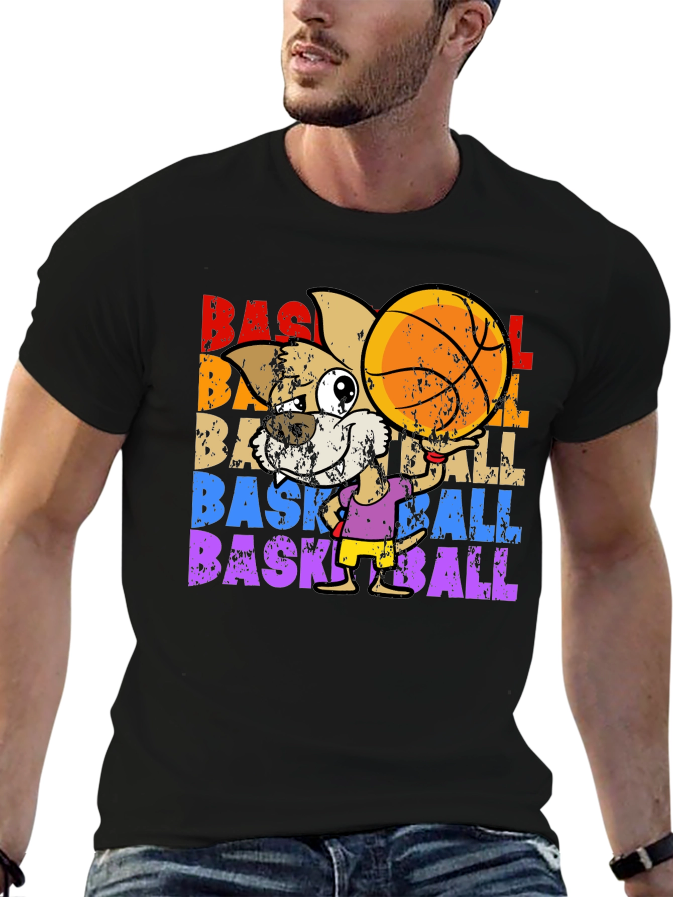 Basketball Dog Graphic T-Shirt