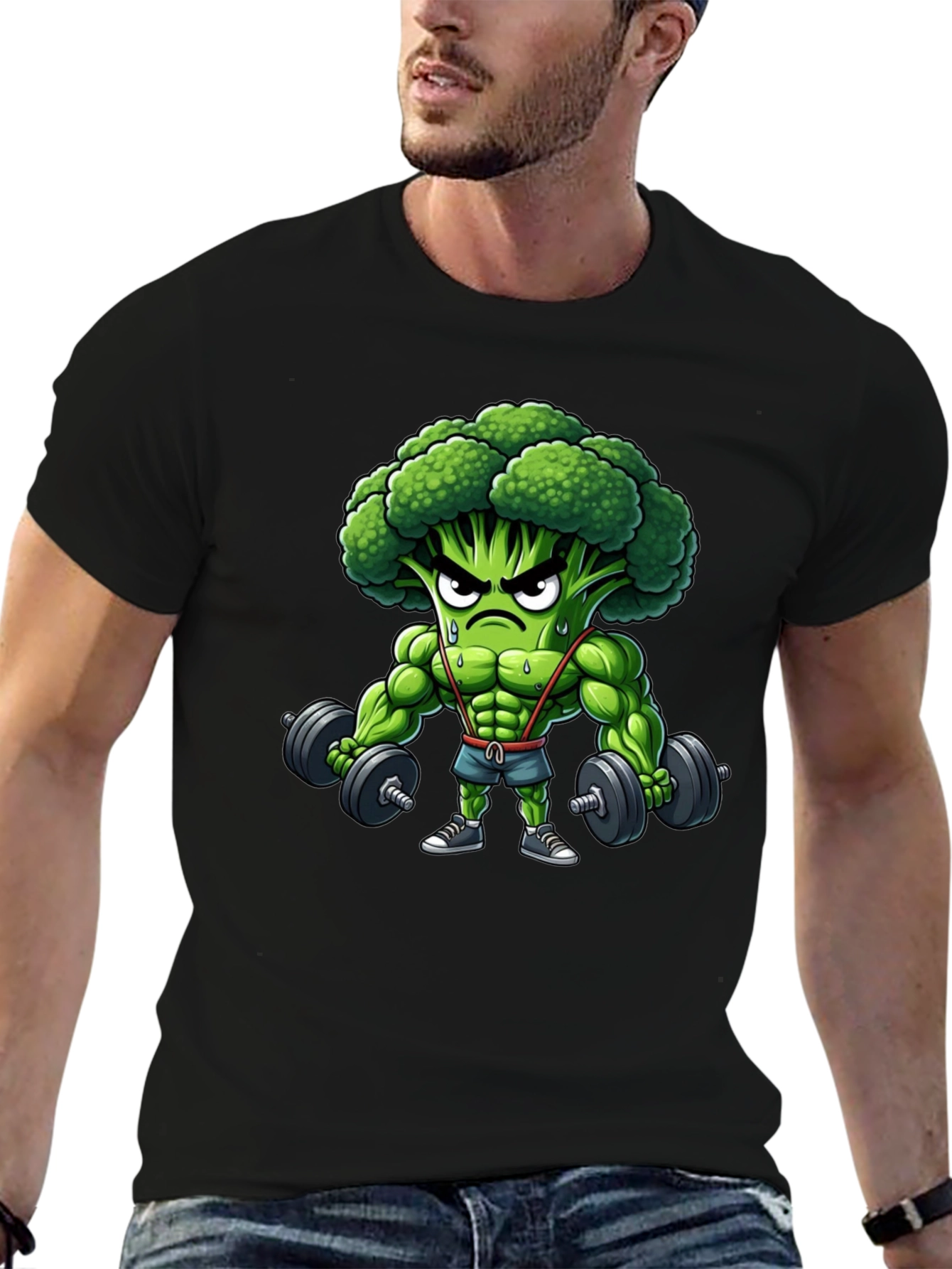 Broccoli Bodybuilder Graphic Tee - Funny Gym Shirt
