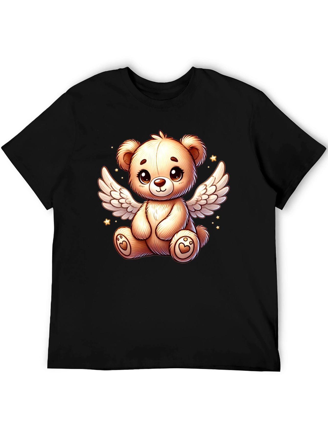 Angel Teddy Bear Black T-Shirt