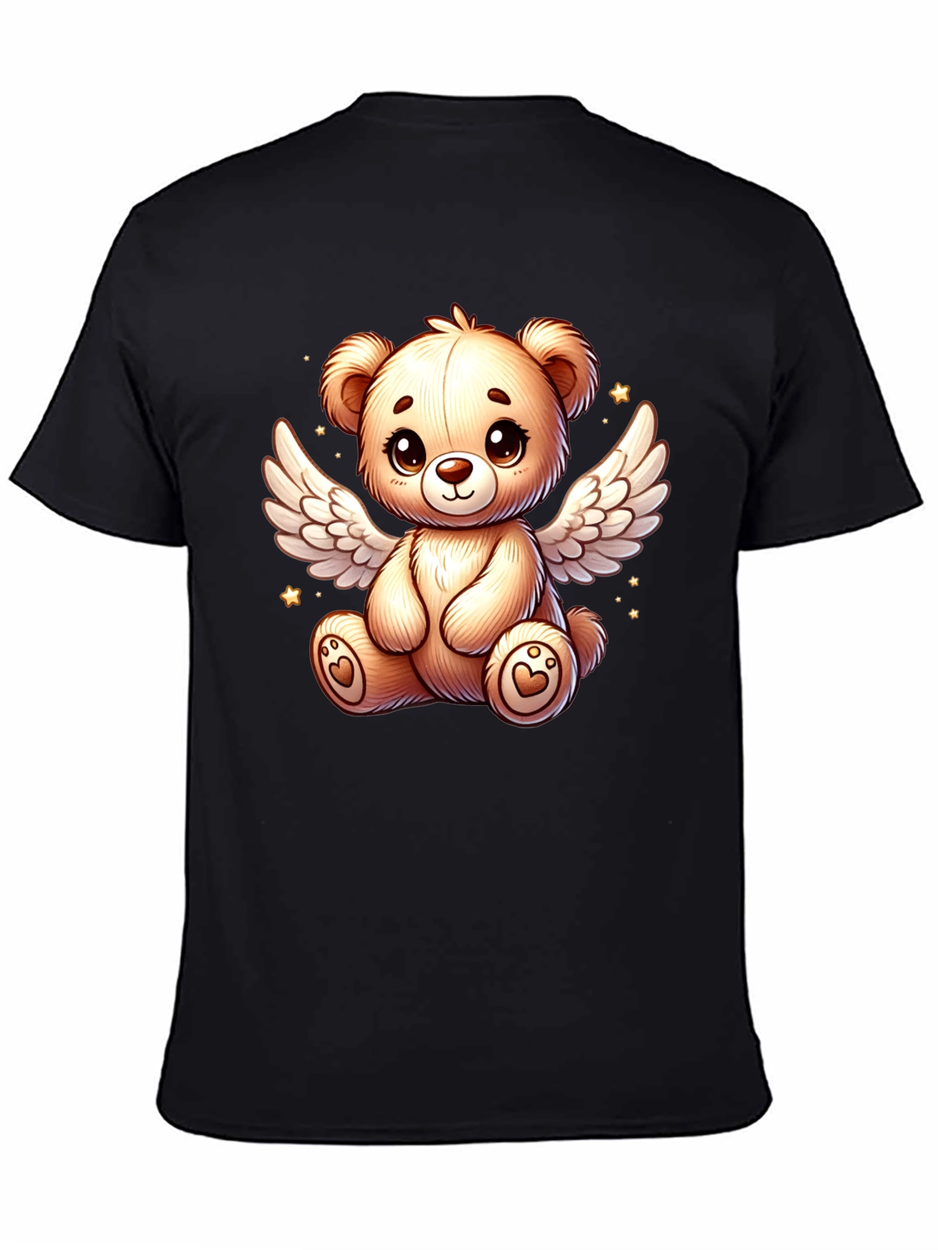 Angel Teddy Bear Black T-Shirt