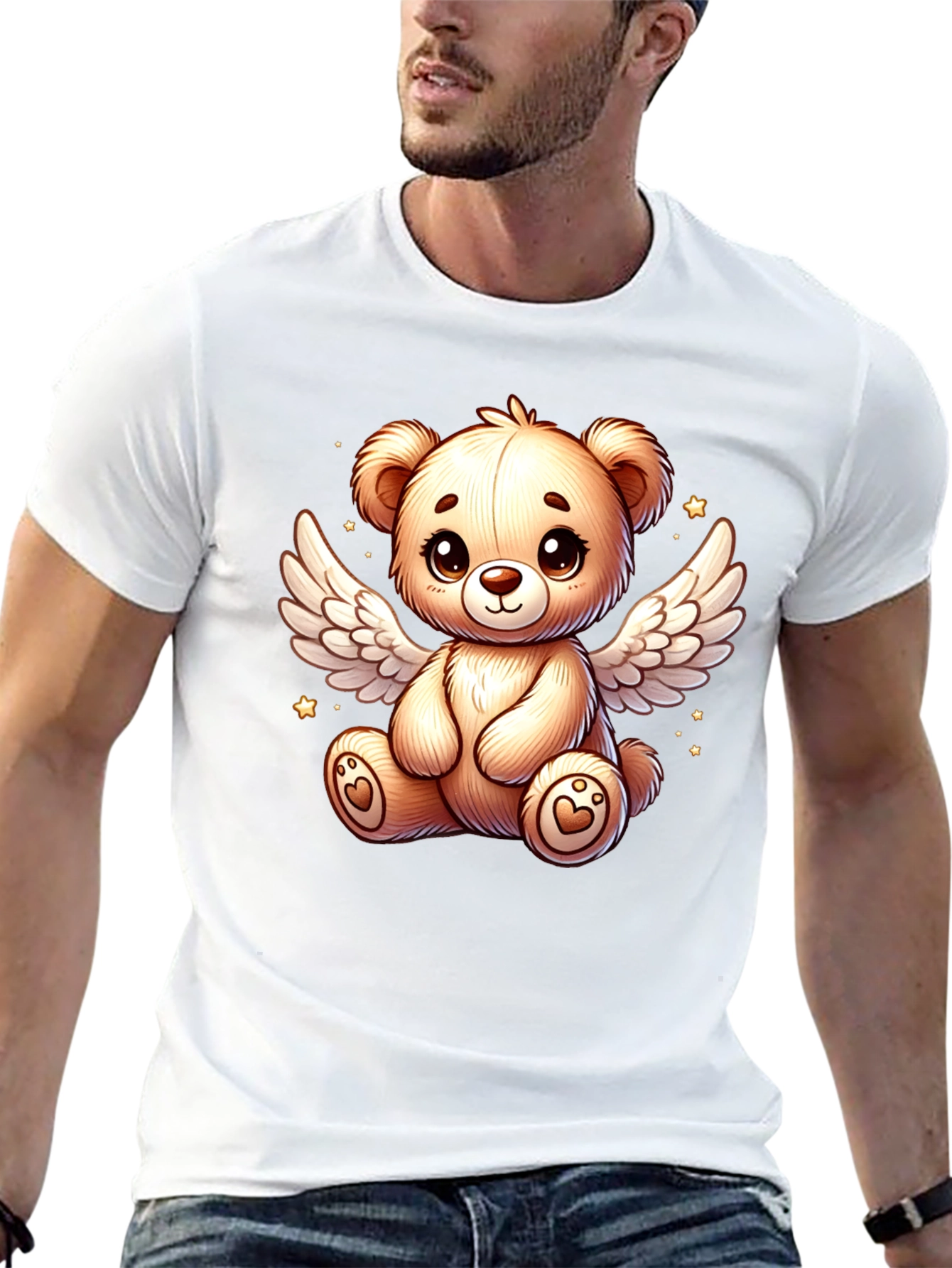 Angel Teddy Bear Black T-Shirt