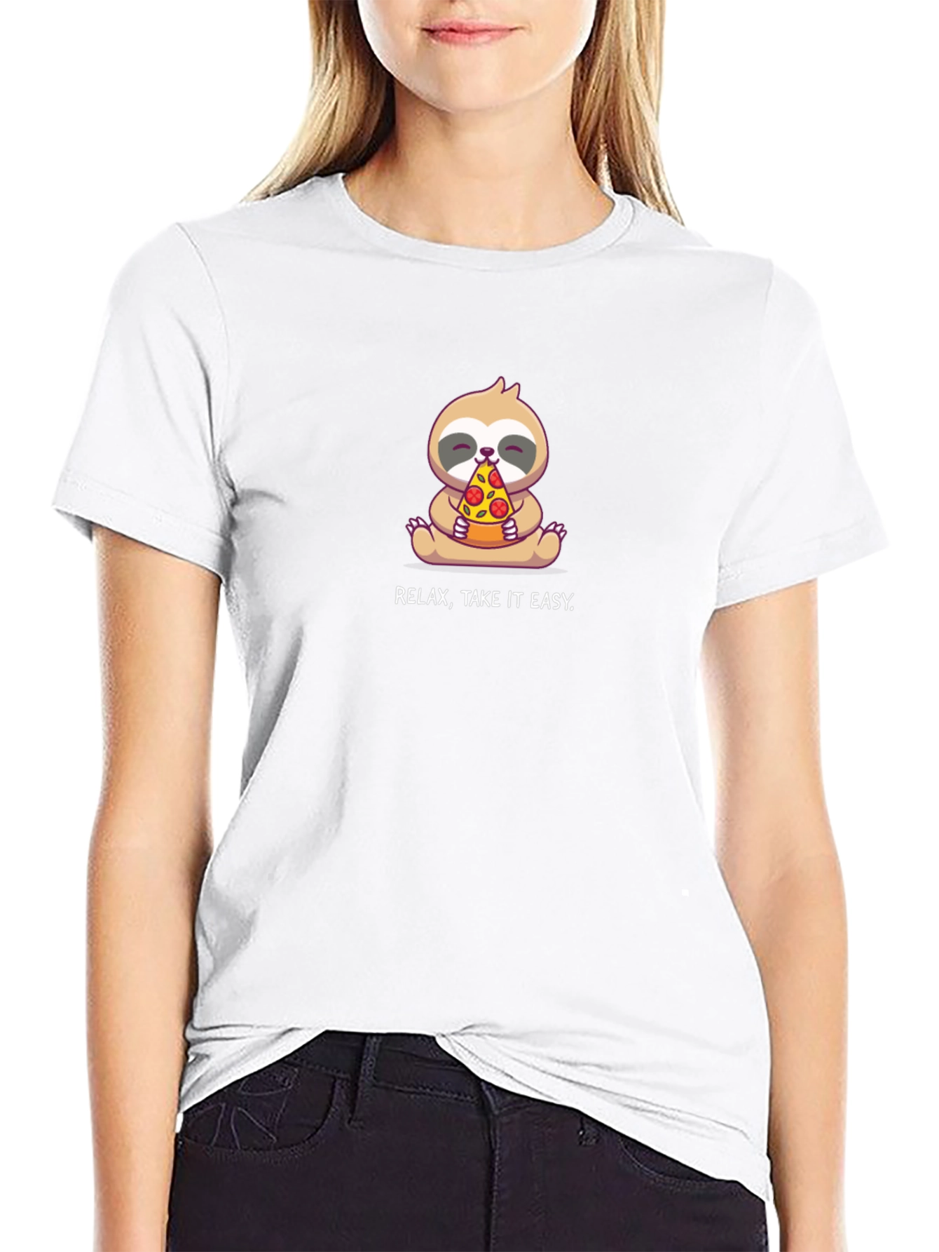 Relax Take it Easy! Sloth Eating Pizza T-Shirt
