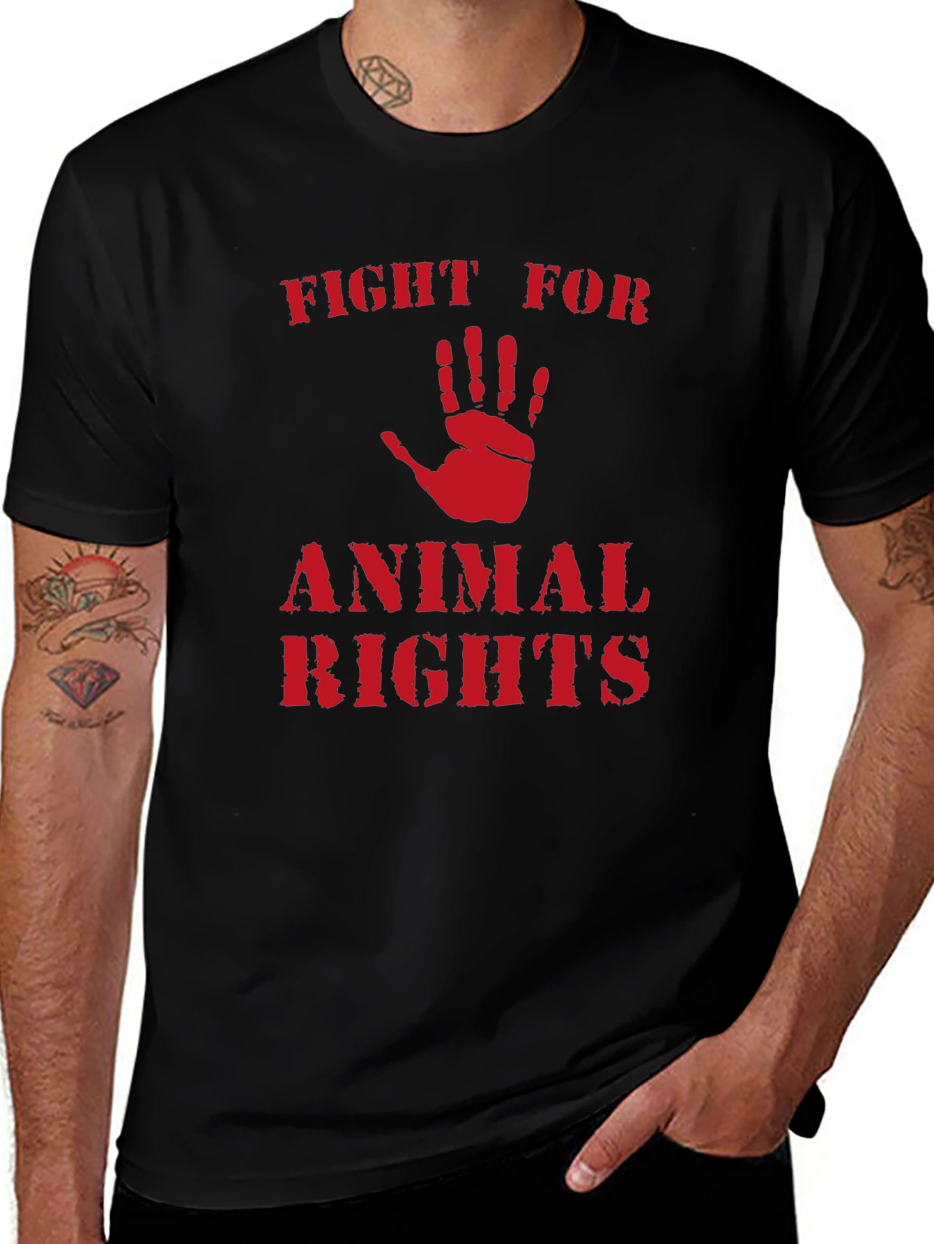 Fight for Animal Rights Graphic Tee - Black
