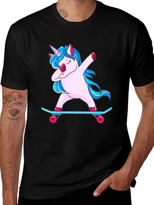 Unicorn Skateboard Dab T-Shirt - Unique Graphic Tee