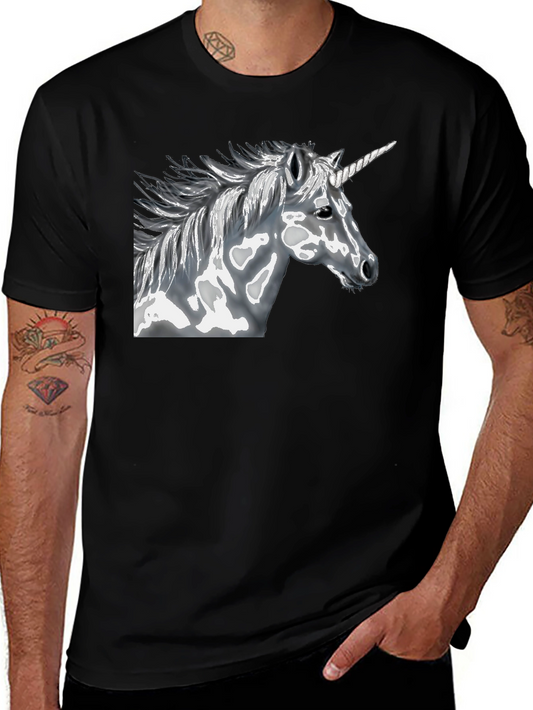 Unicorn Graphic Tee - Black Cotton Blend Shirt