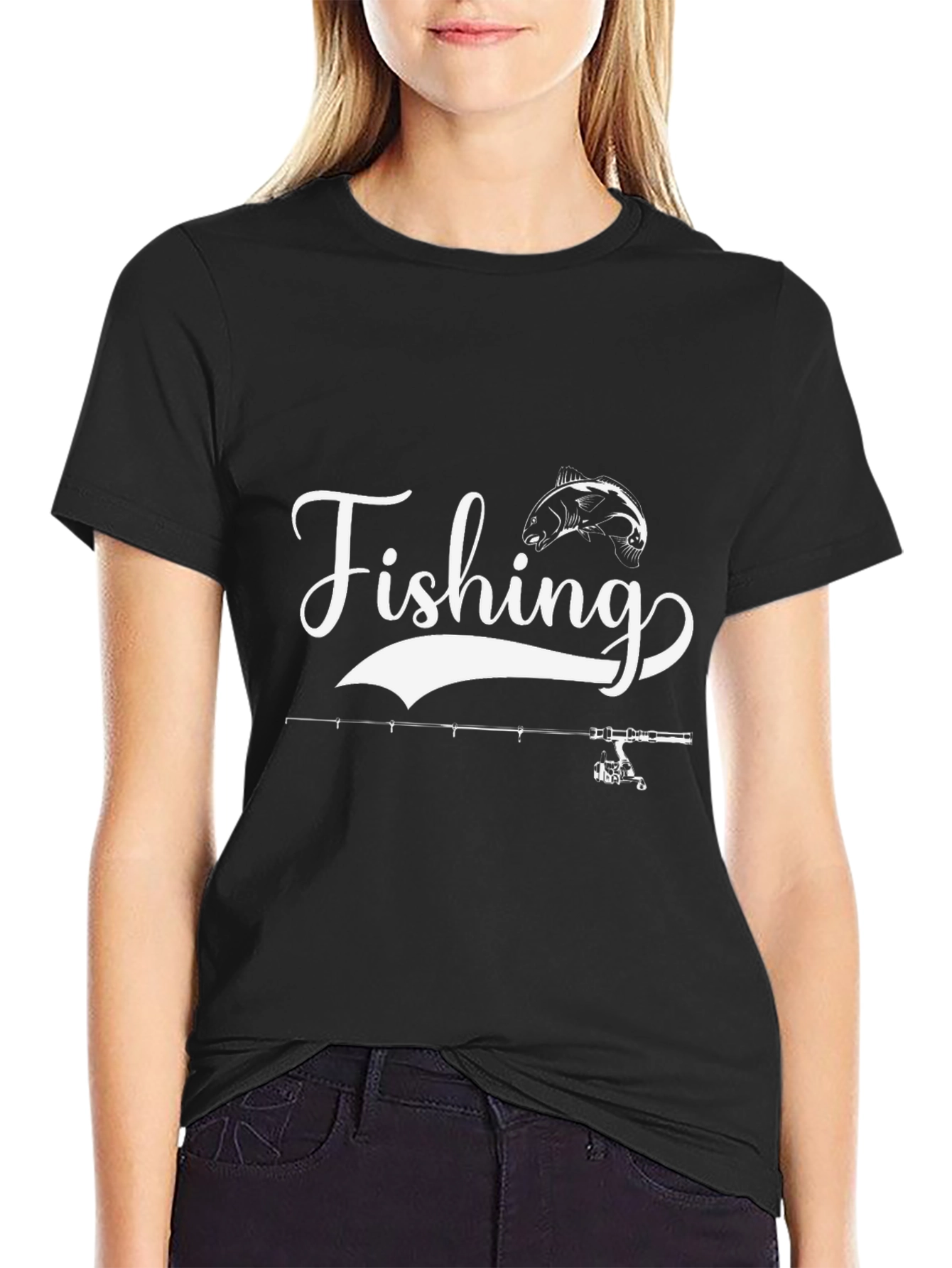 Fishing T-Shirt - Black Cotton Tee