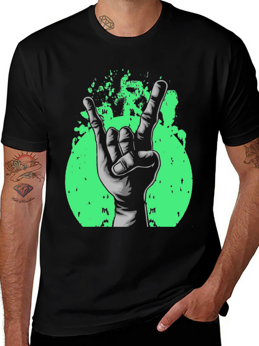 Rock On! Graphic Print Black T-Shirt