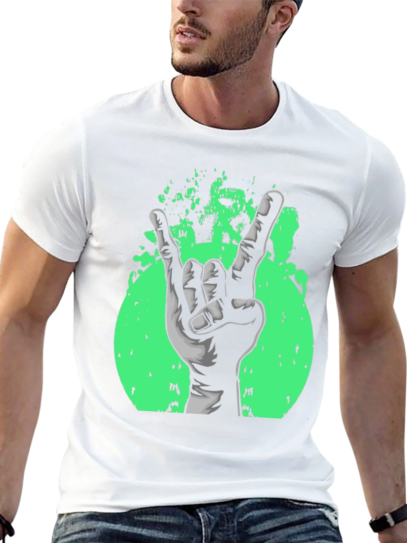 Rock On! Graphic Print Black T-Shirt