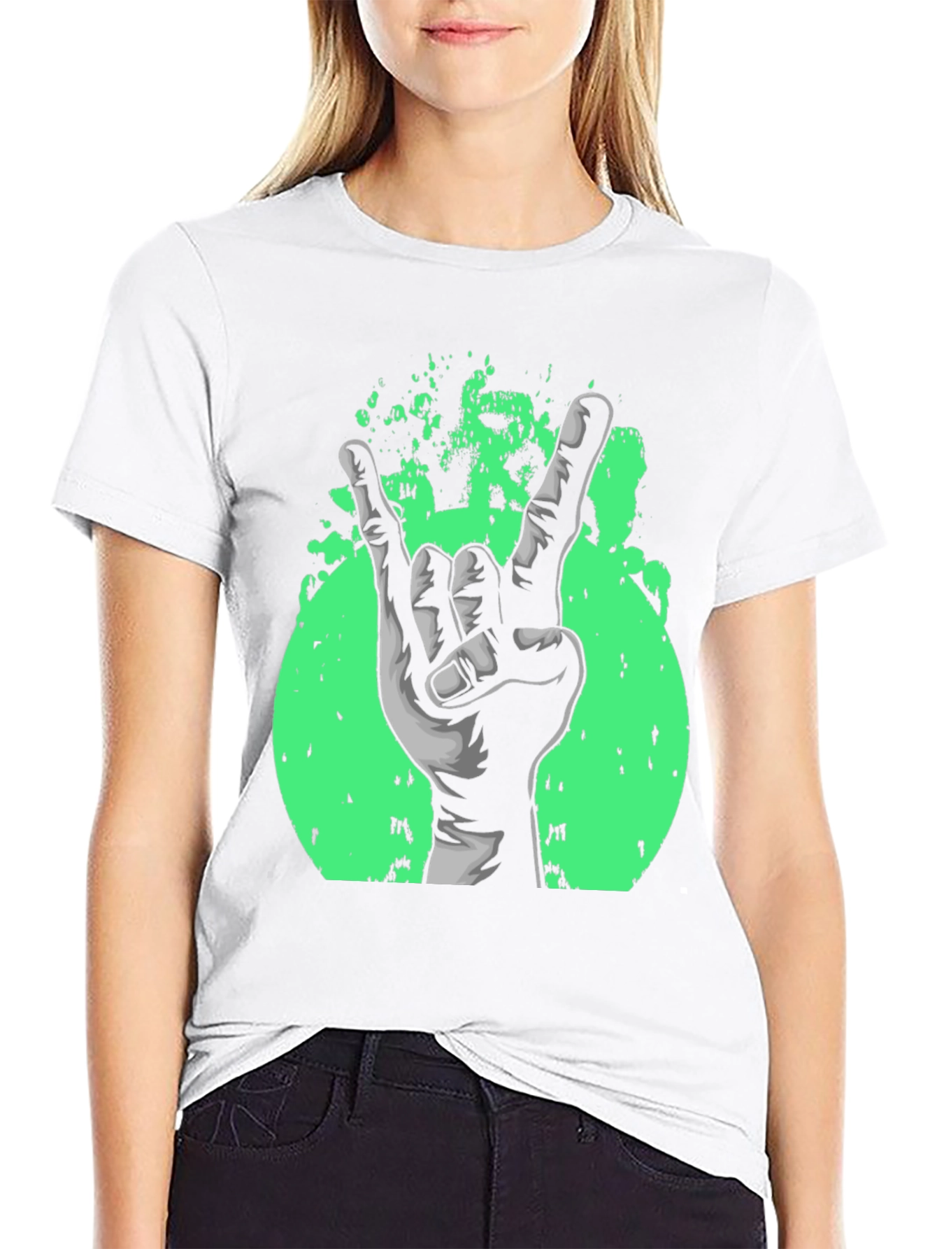 Rock On! Graphic Print Black T-Shirt