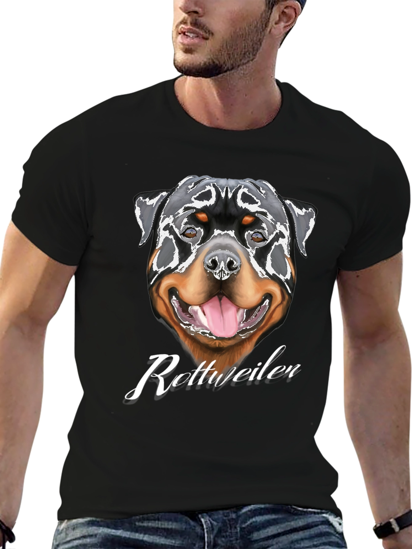 Rottweiler Dog Graphic T-Shirt - Black