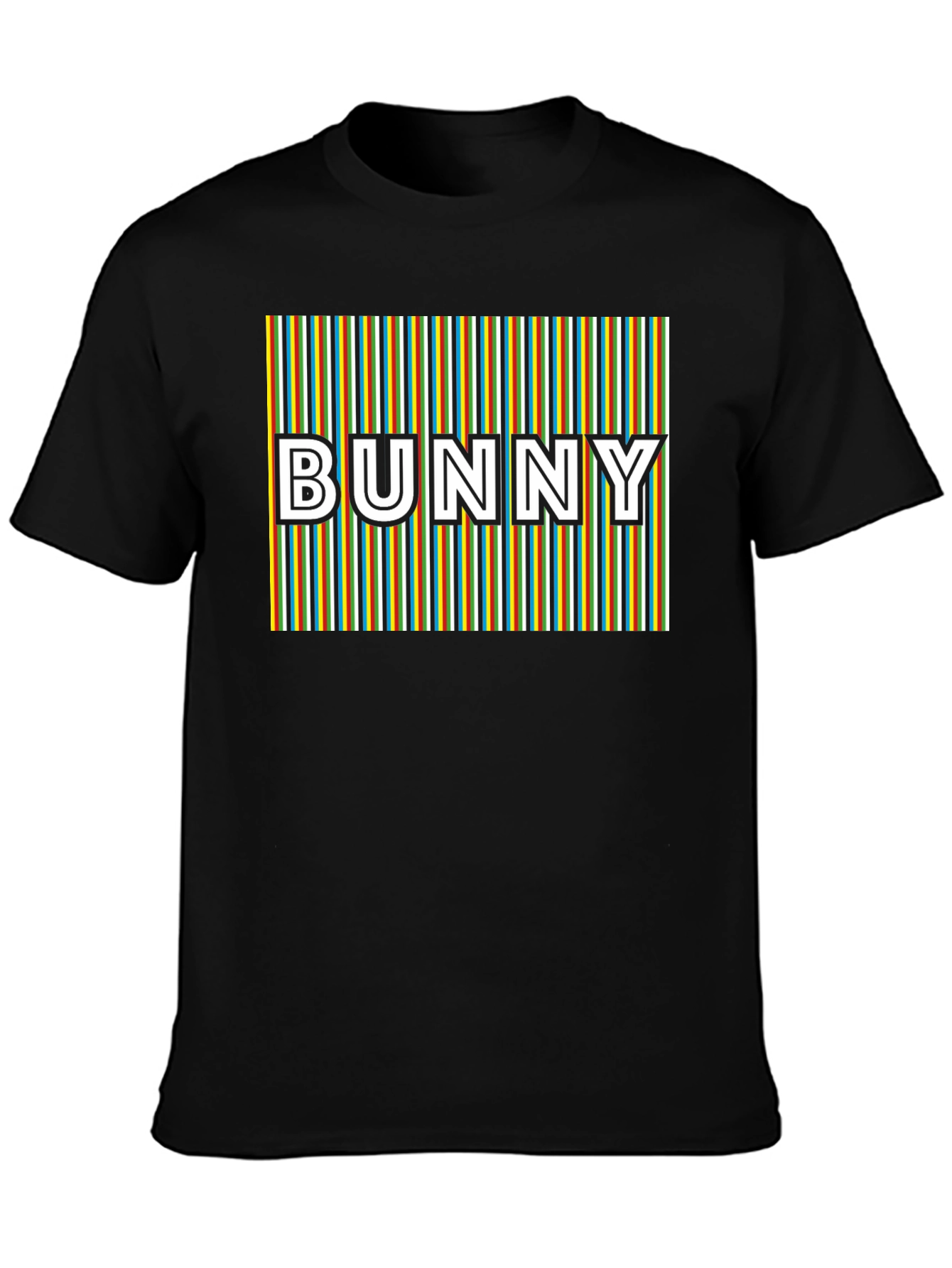 Retro Bunny Graphic T-Shirt - Striped Design