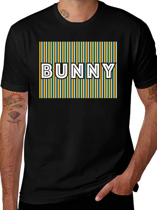 Retro Bunny Graphic T-Shirt - Striped Design