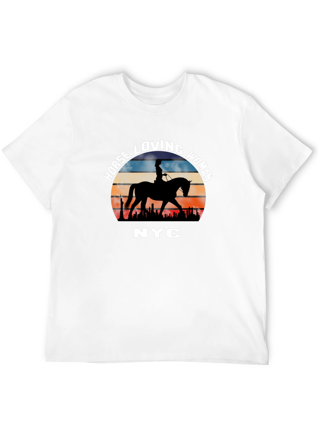 Horse Loving Woman NYC Sunset T-Shirt