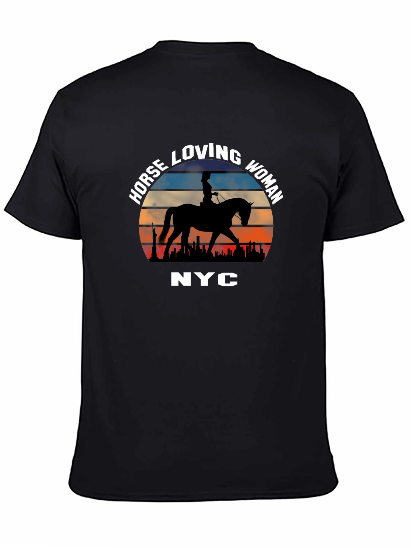 Horse Loving Woman NYC Sunset T-Shirt