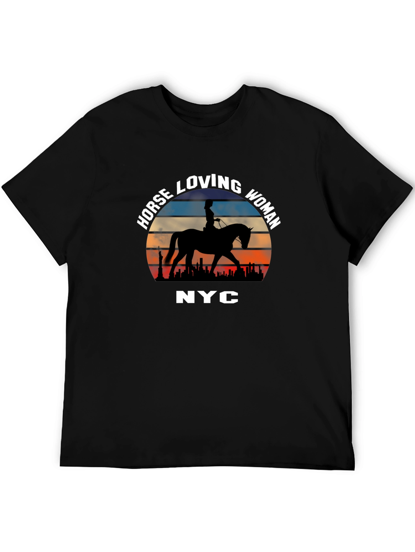 Horse Loving Woman NYC Sunset T-Shirt