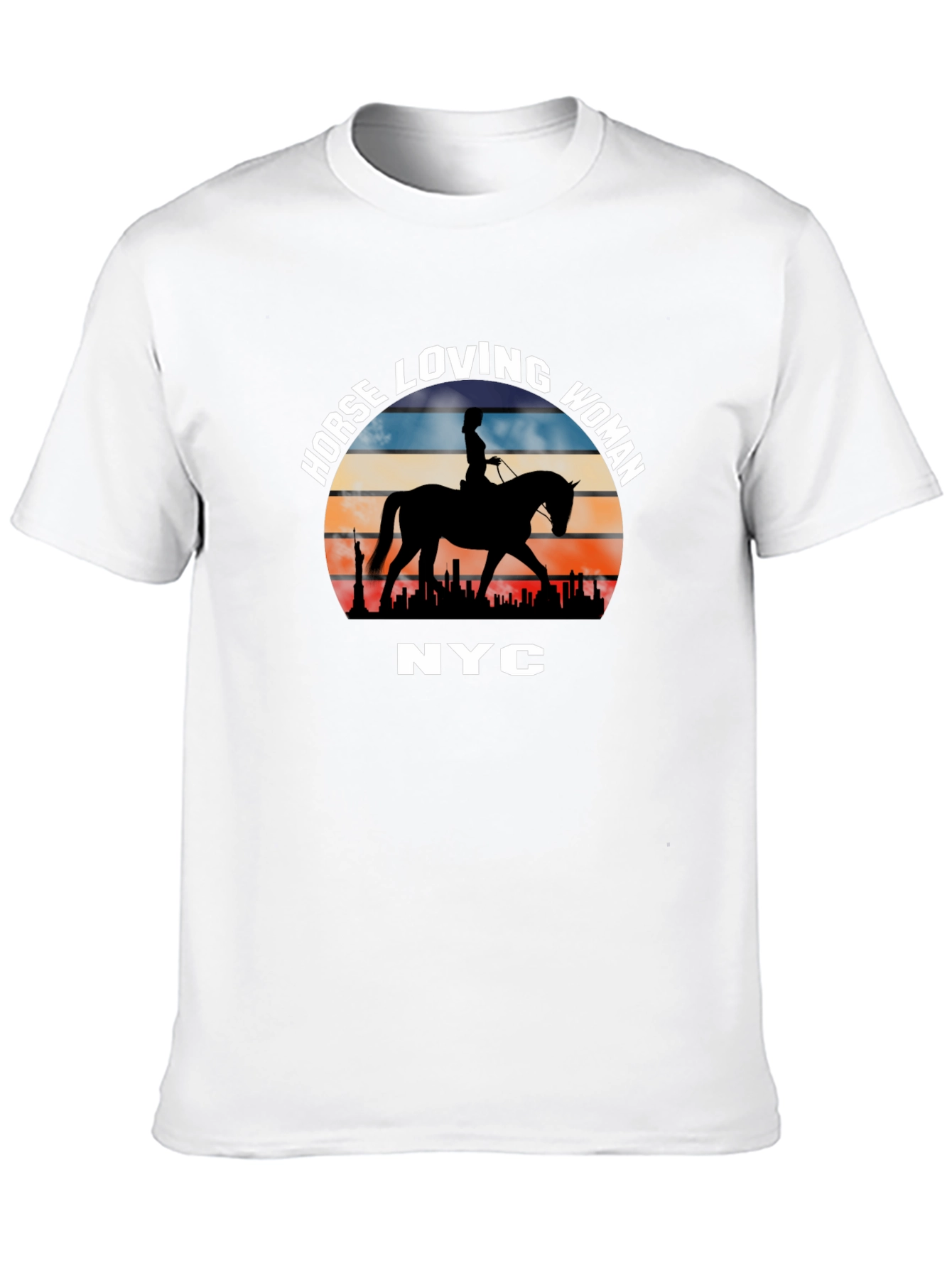 Horse Loving Woman NYC Sunset T-Shirt