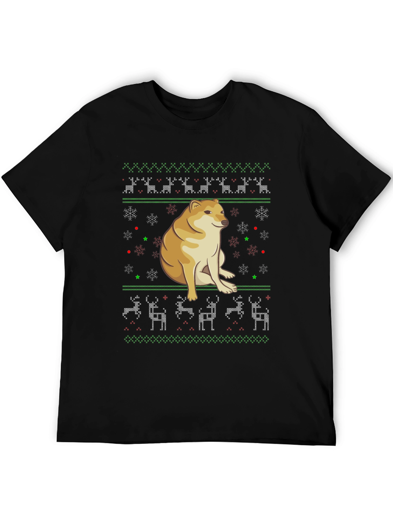 Doge Christmas Sweater T-Shirt - Black Holiday Tee