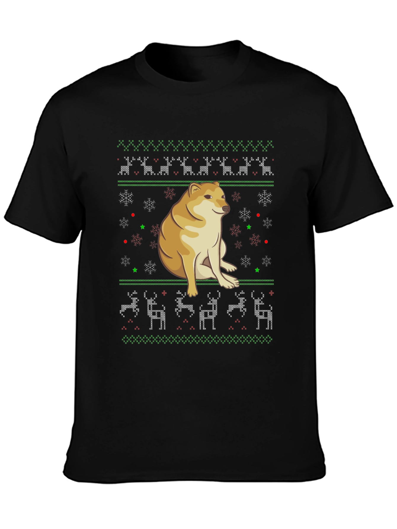 Doge Christmas Sweater T-Shirt - Black Holiday Tee