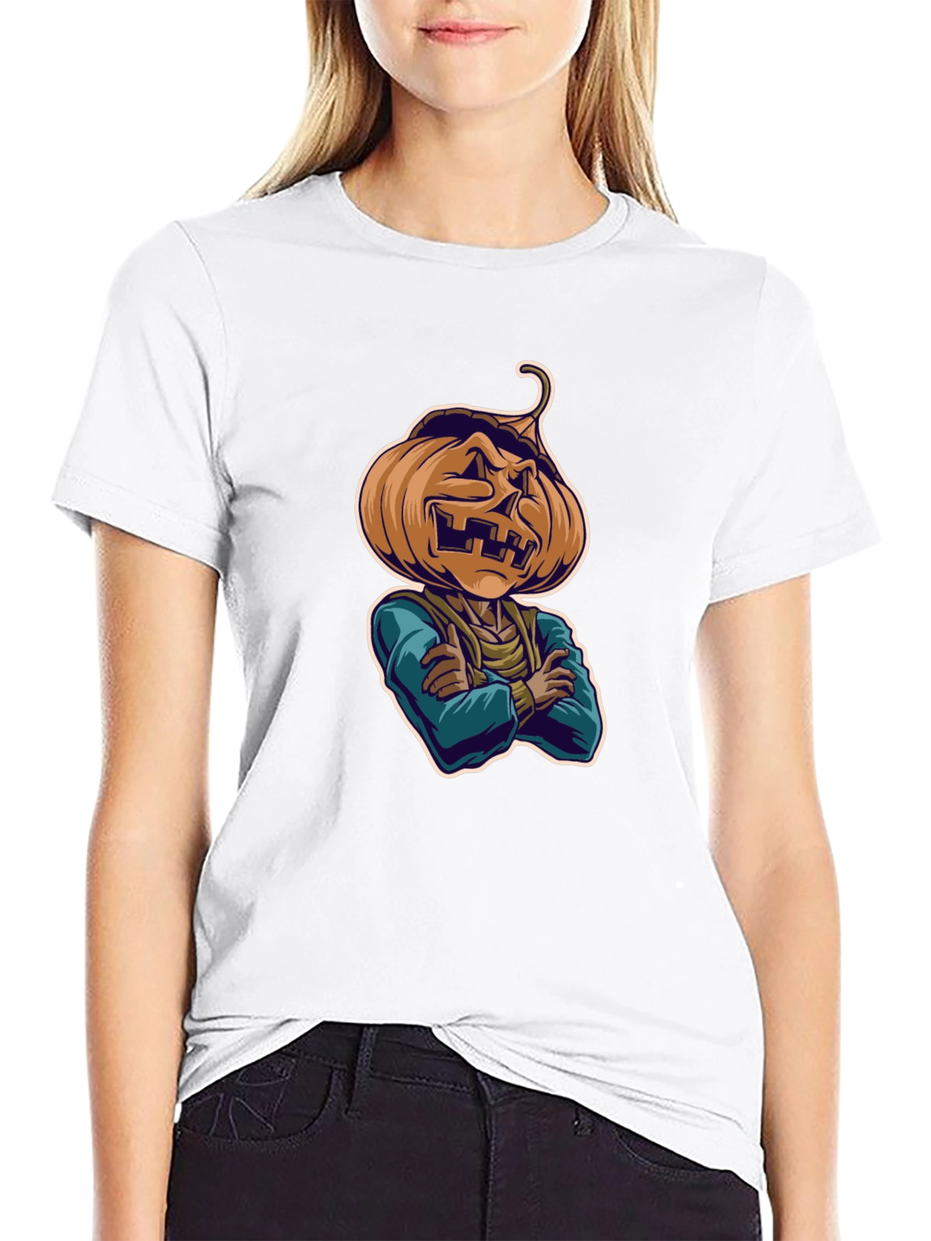 Spooky Pumpkin Head T-Shirt - Halloween Style