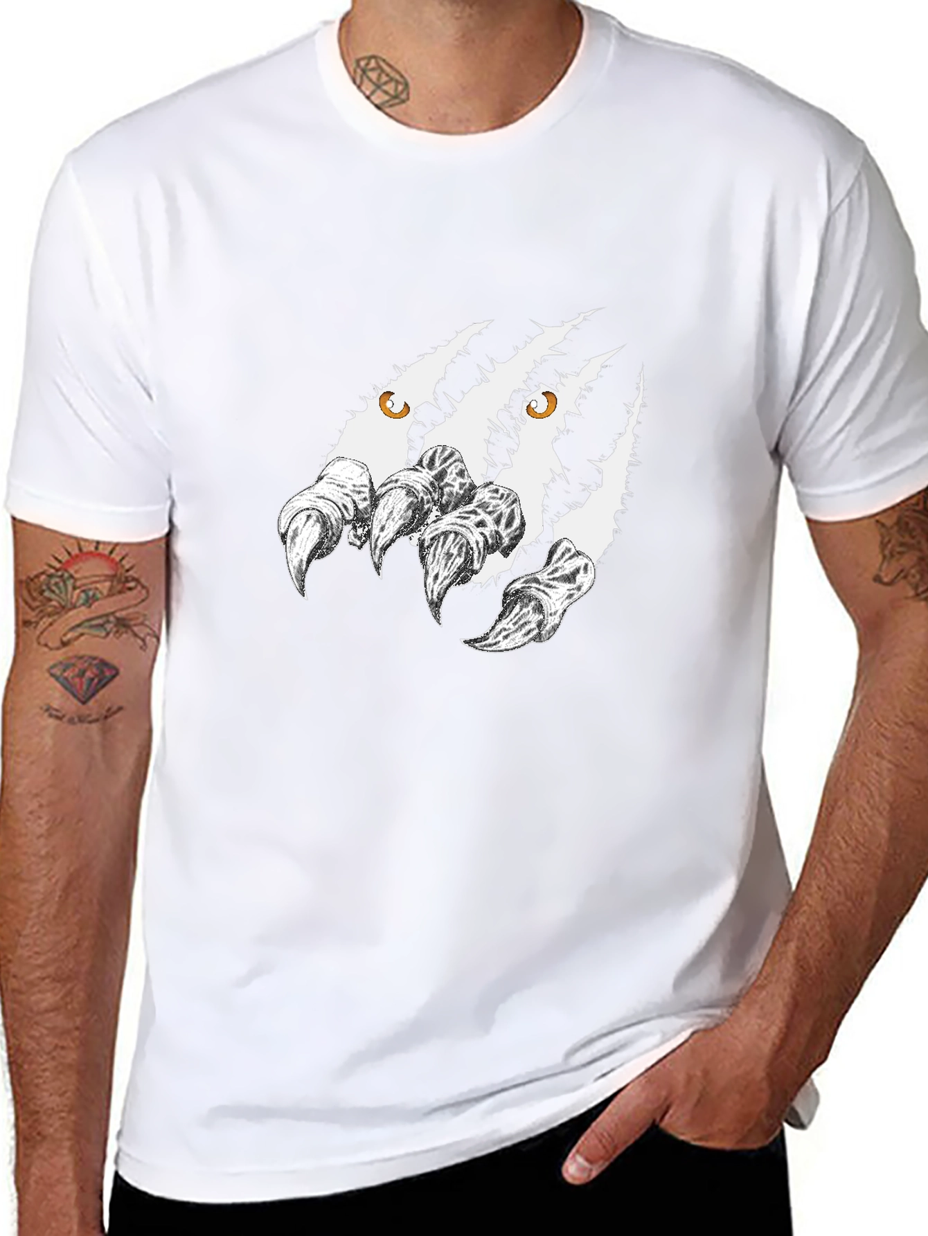 Mens Black Graphic Tee - Monster Claw Design