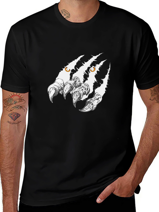 Mens Black Graphic Tee - Monster Claw Design