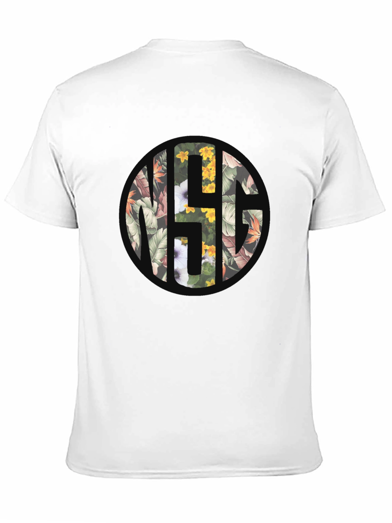 Floral Monogram Black T-Shirt