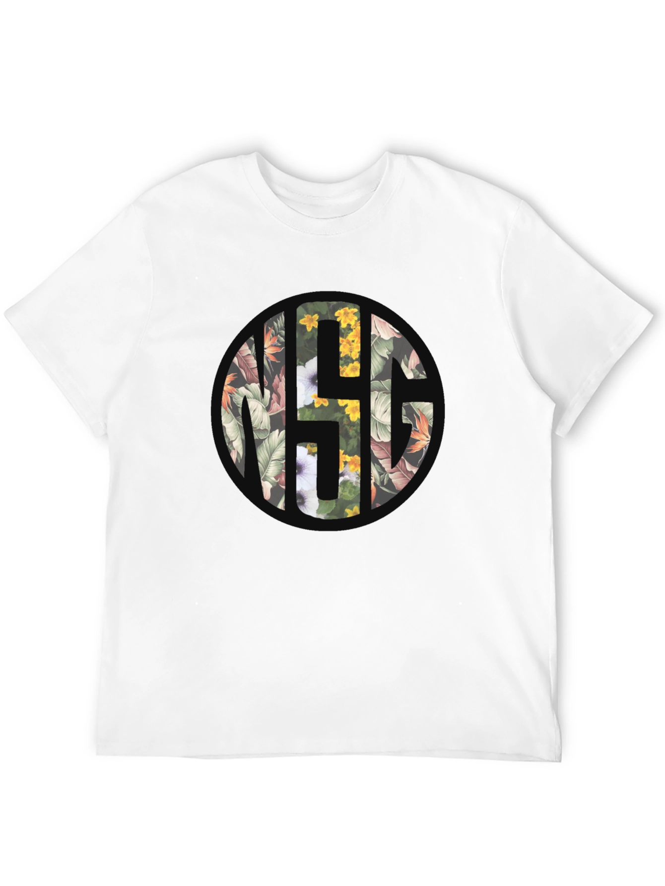Floral Monogram Black T-Shirt