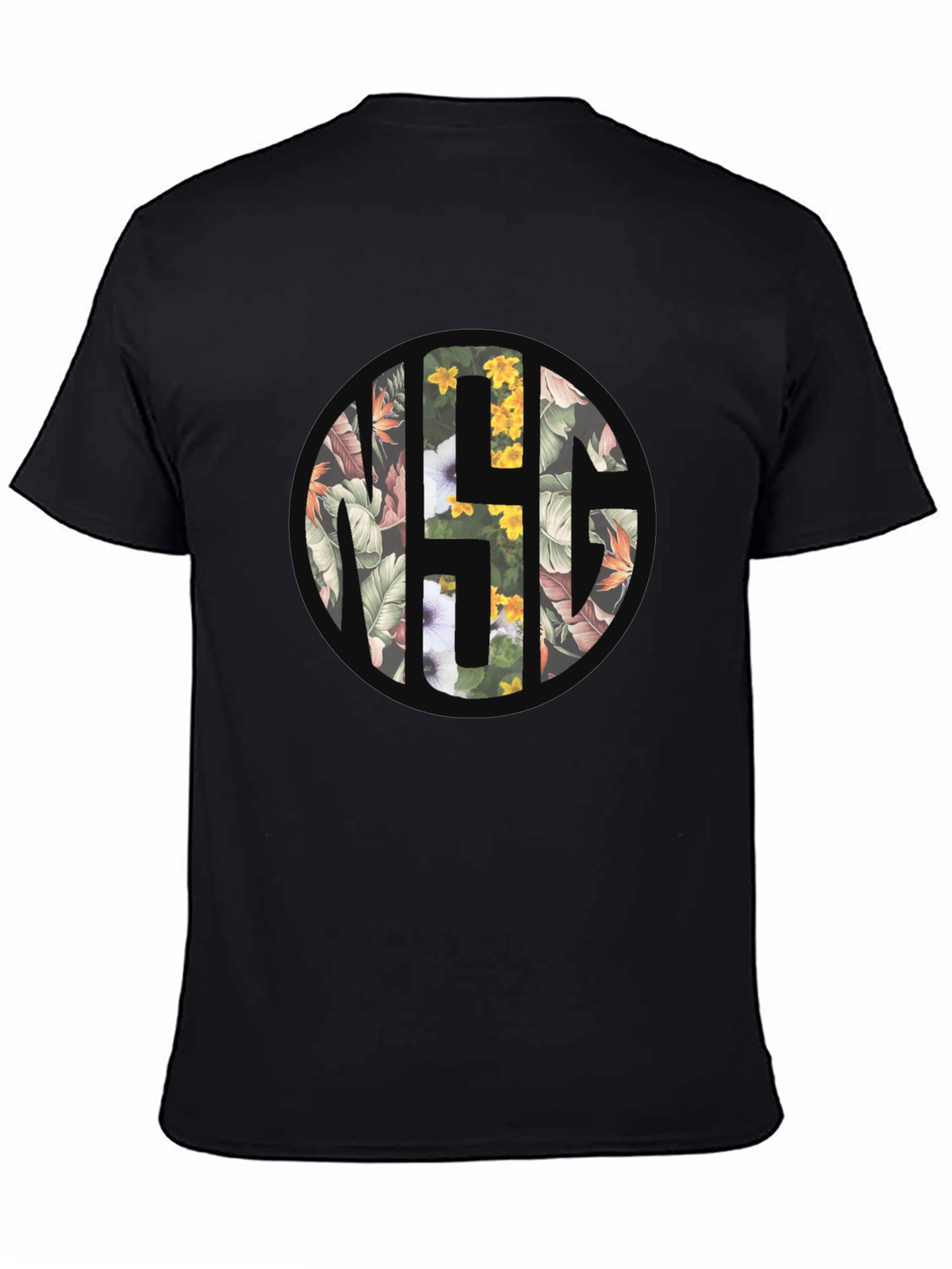Floral Monogram Black T-Shirt
