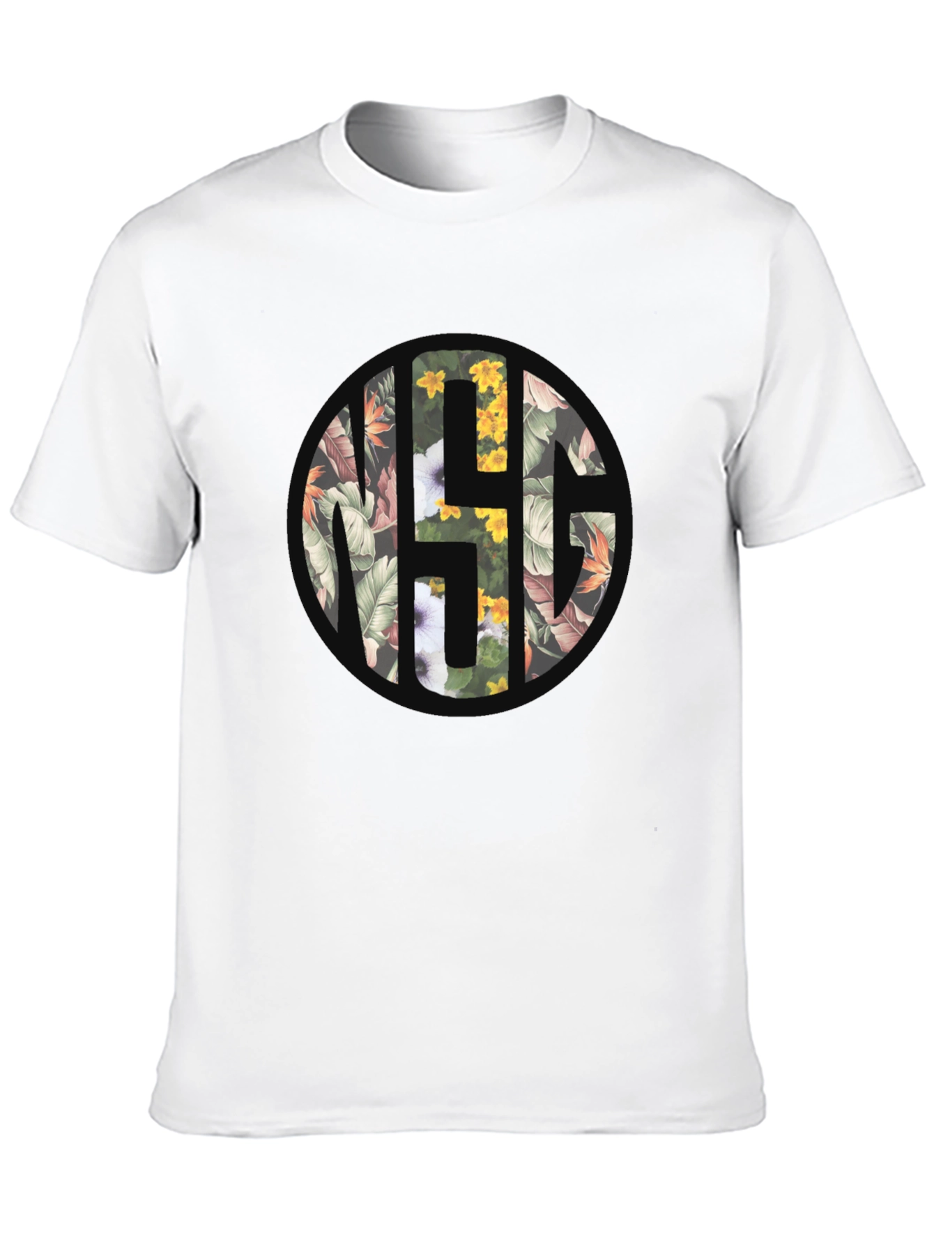Floral Monogram Black T-Shirt
