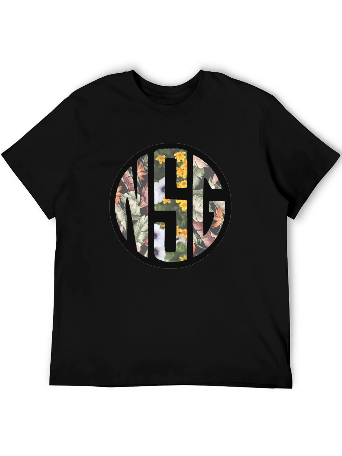 Floral Monogram Black T-Shirt