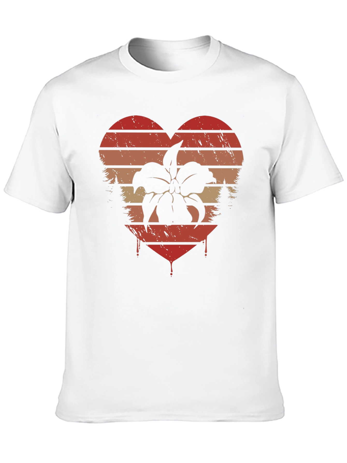 Retro Floral Heart Tee - Black