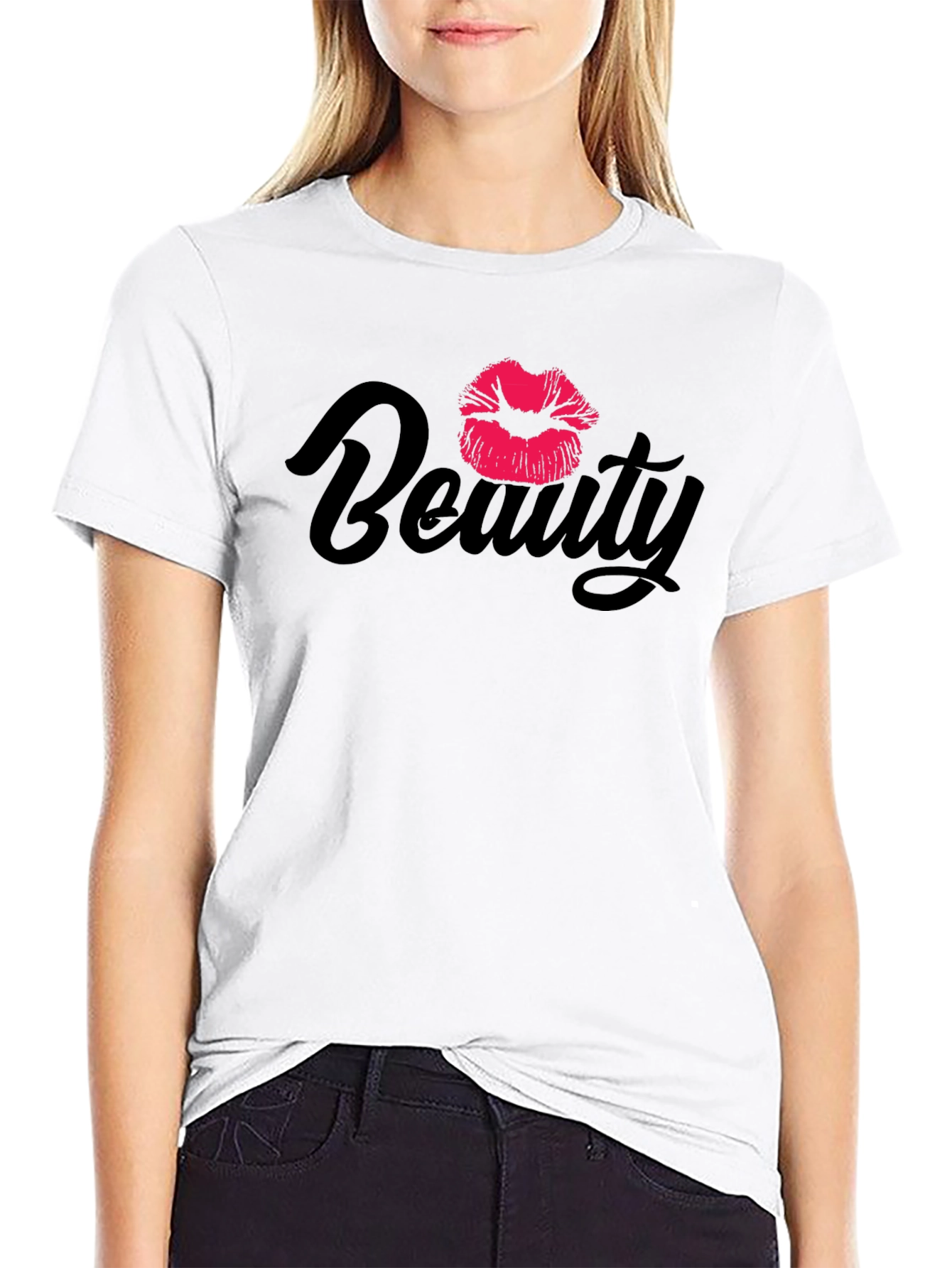 Beauty Lips Graphic Black T-Shirt