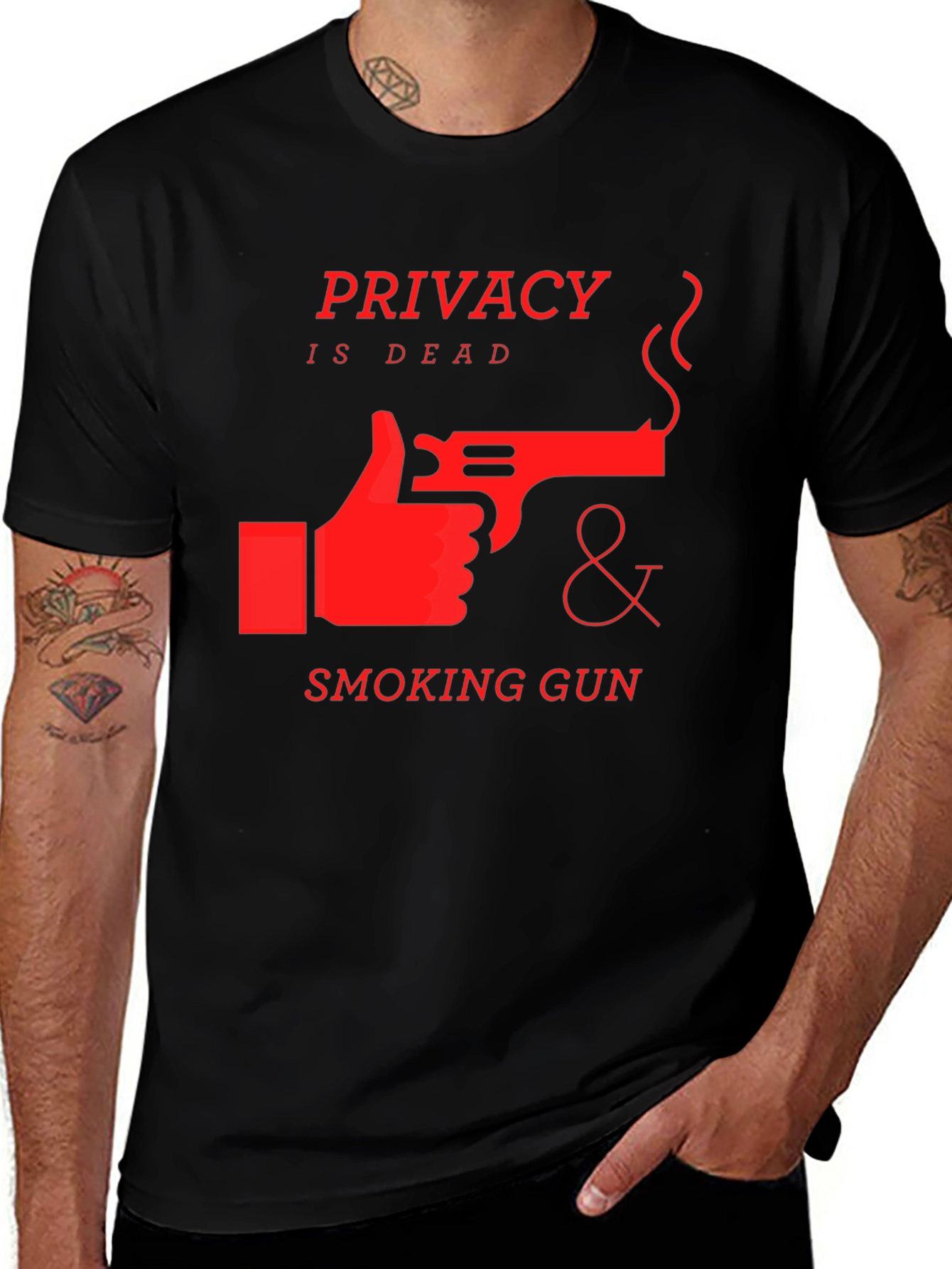 Privacy is Dead T-Shirt - Smoking Gun Design