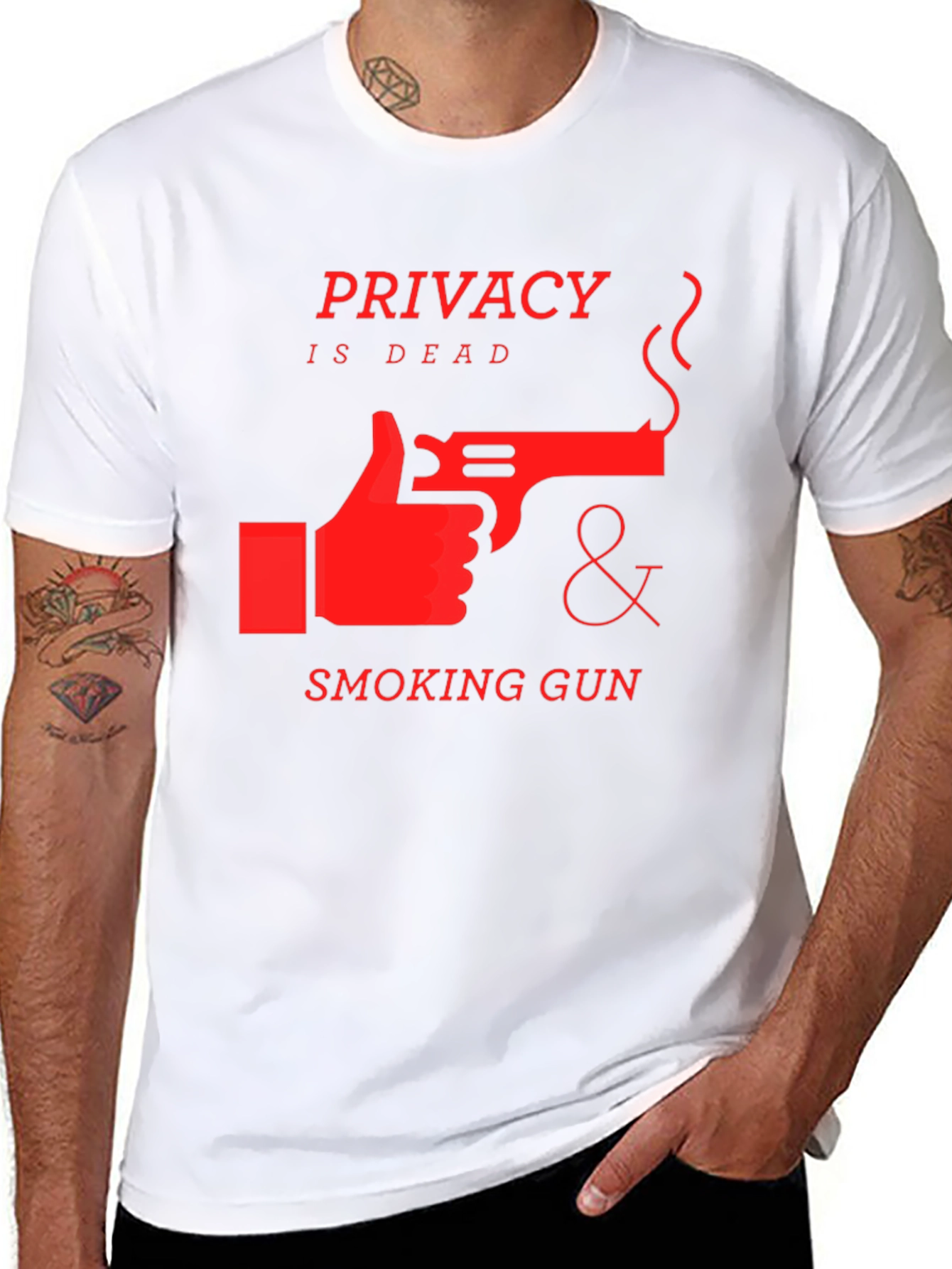 Privacy is Dead T-Shirt - Smoking Gun Design