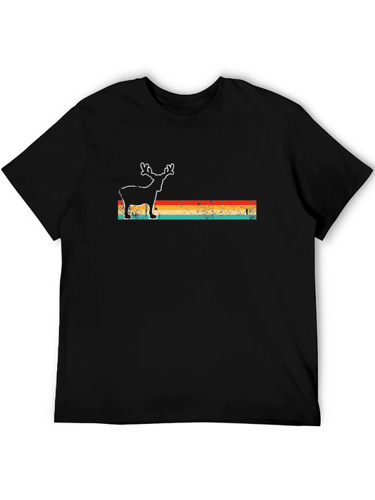 Retro Reindeer Graphic Tee - Black T-Shirt