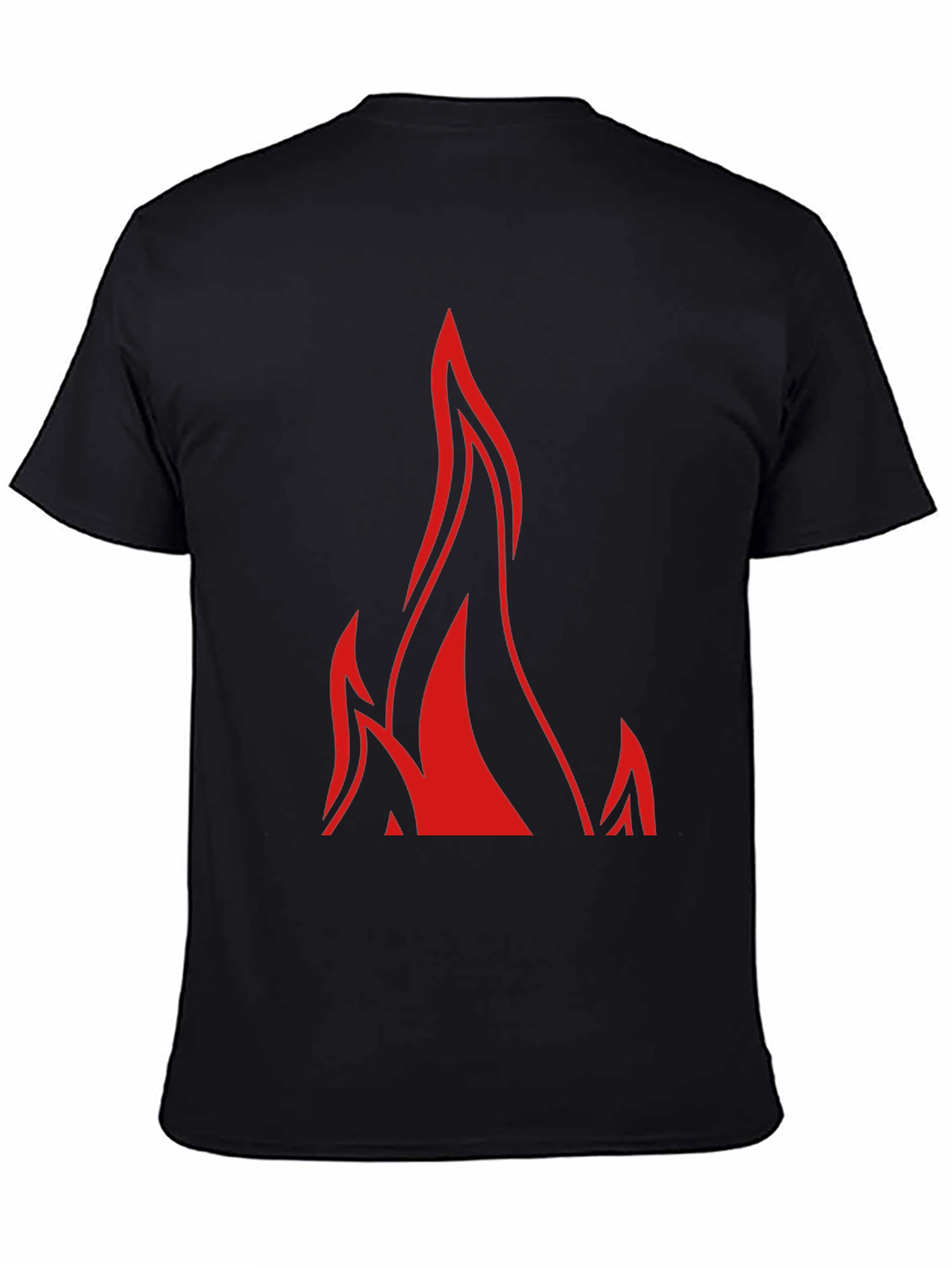 Mens Black T-Shirt with Red Flame Graphic