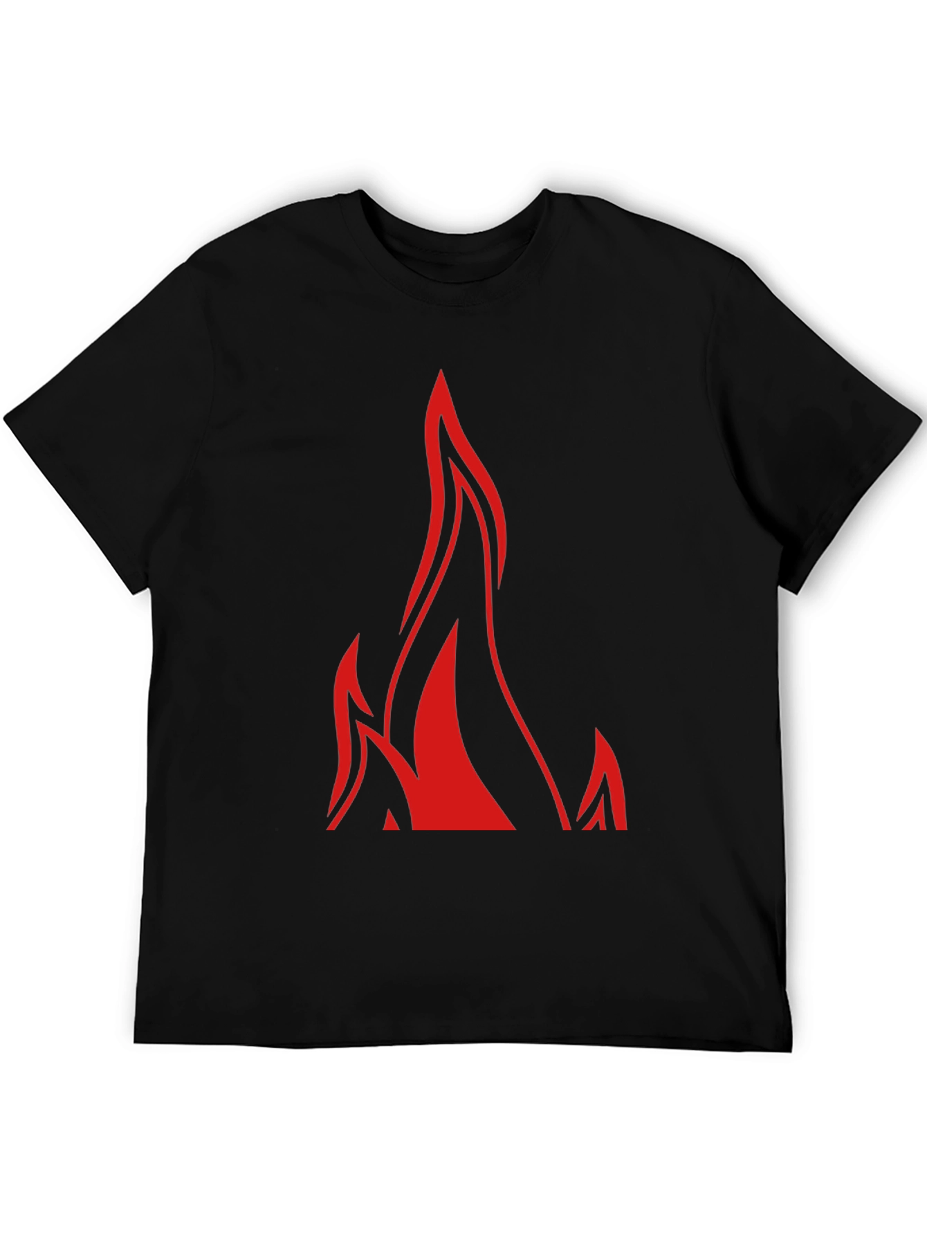 Mens Black T-Shirt with Red Flame Graphic