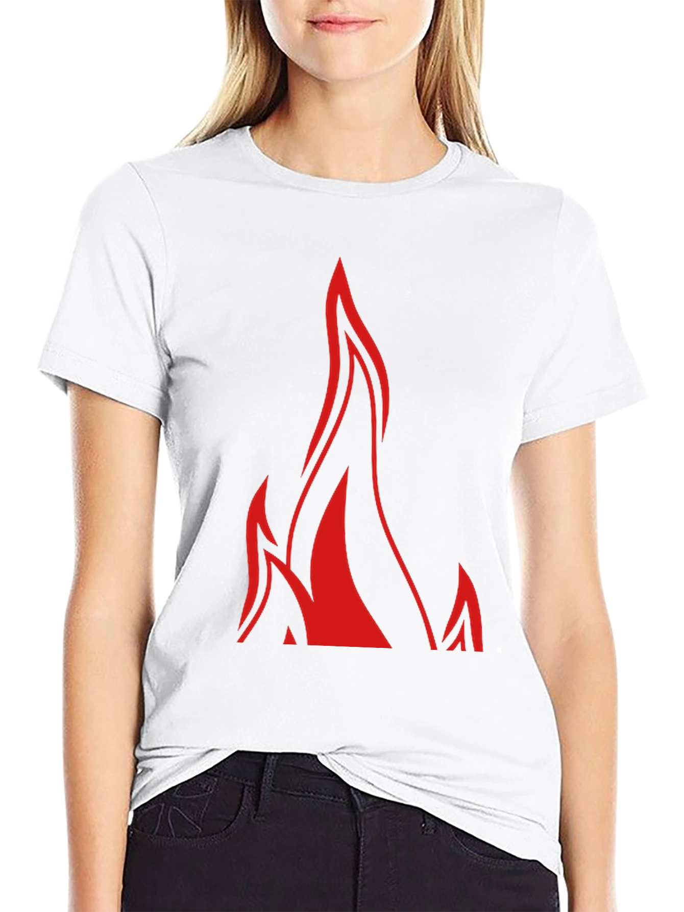 Mens Black T-Shirt with Red Flame Graphic
