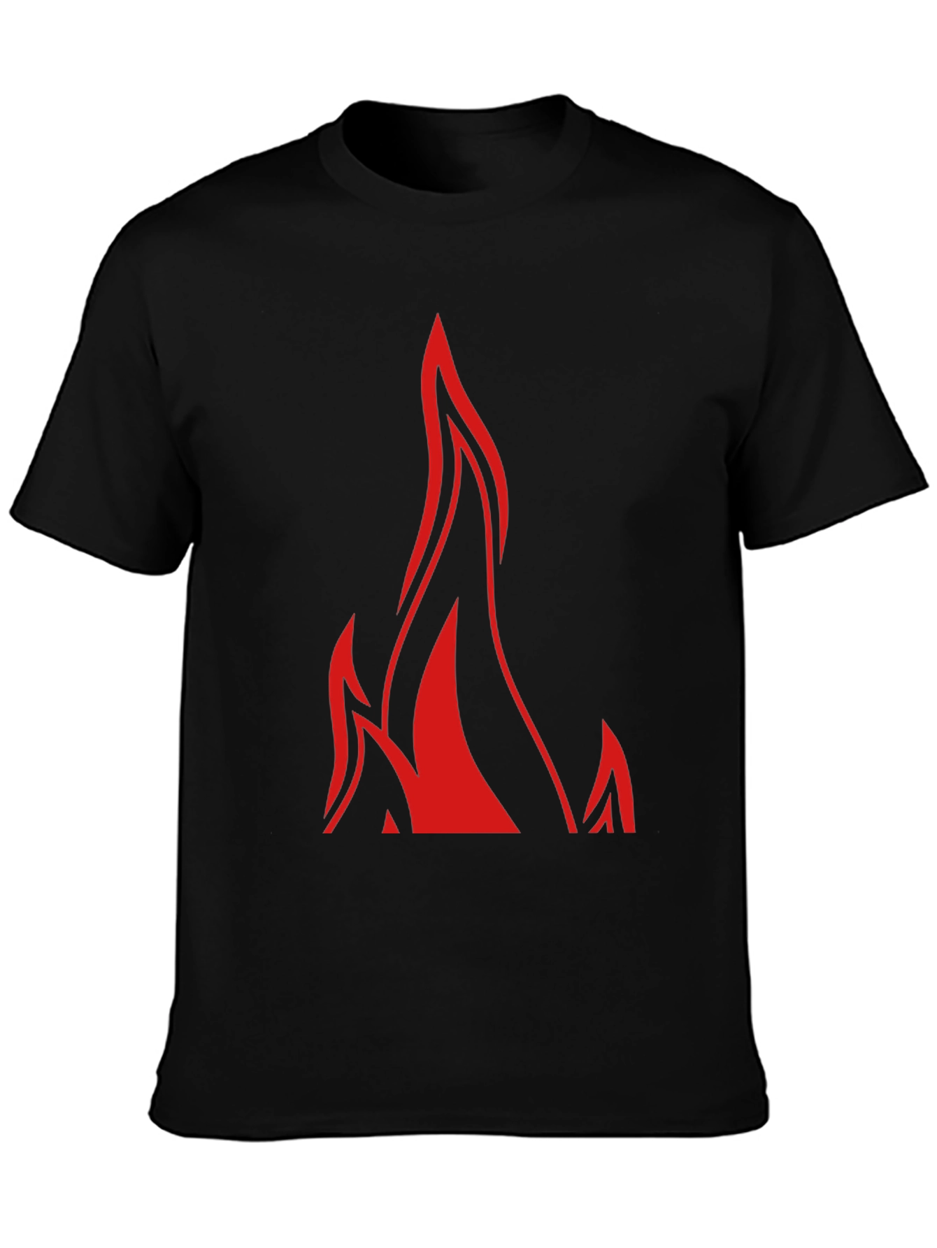 Mens Black T-Shirt with Red Flame Graphic