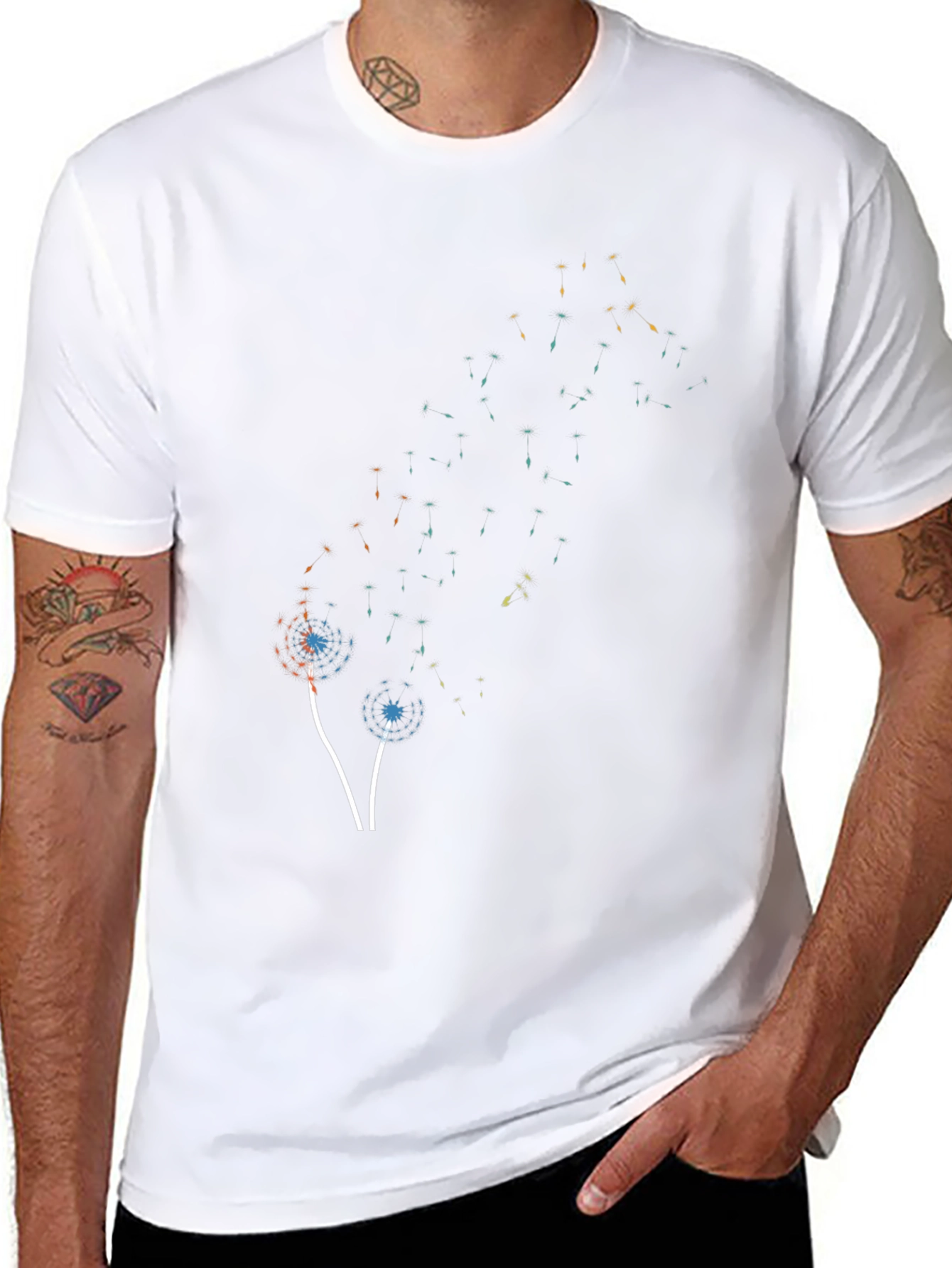 Abstract Dandelion Black T-Shirt